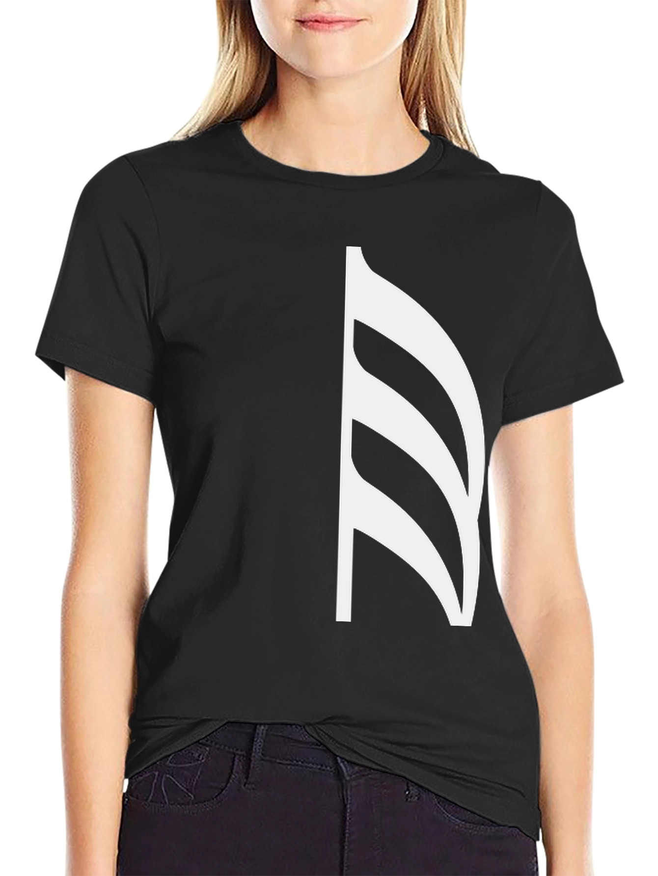 Stylish Black T-Shirt with White Musical Note Graphic