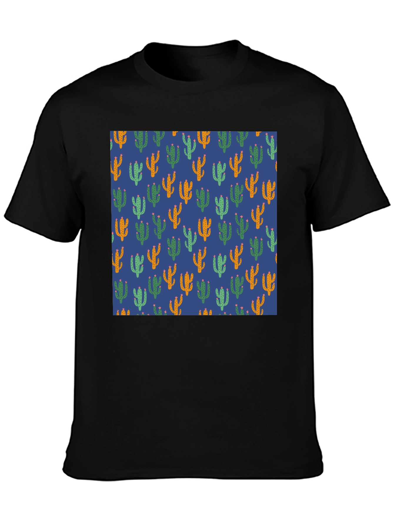 Cactus Print Tee - Stylish Mens Black T-Shirt