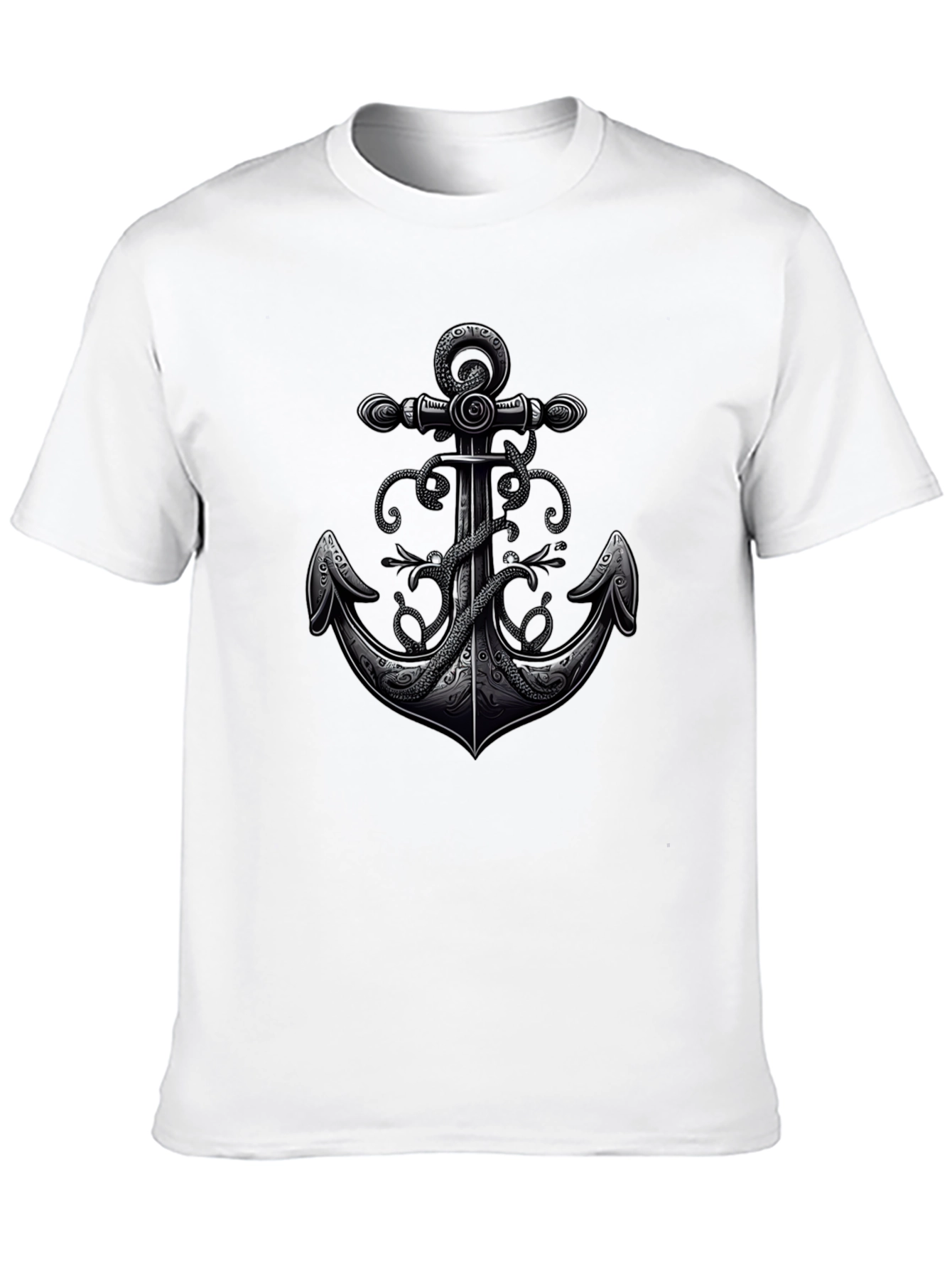 Anchor & Octopus Graphic Tee - Black Cotton