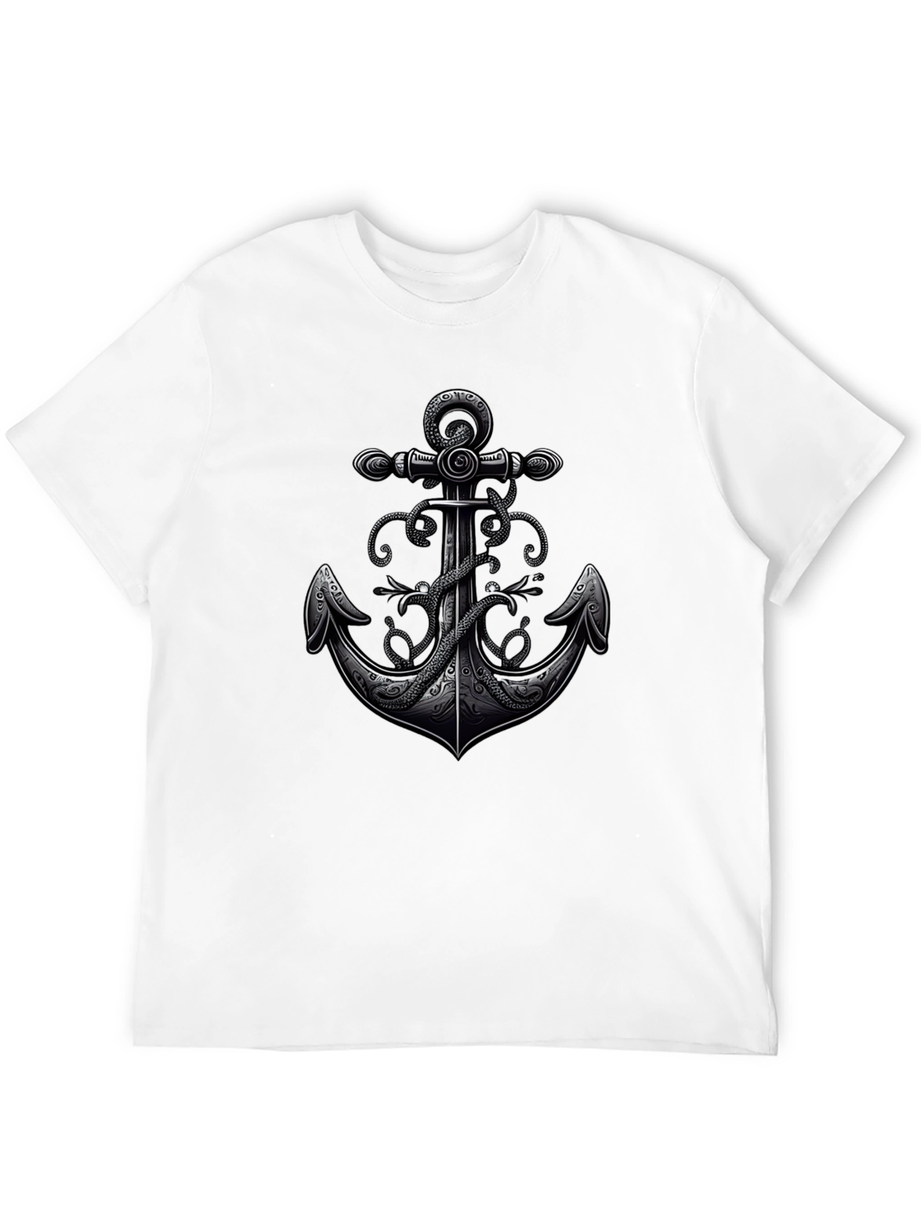 Anchor & Octopus Graphic Tee - Black Cotton