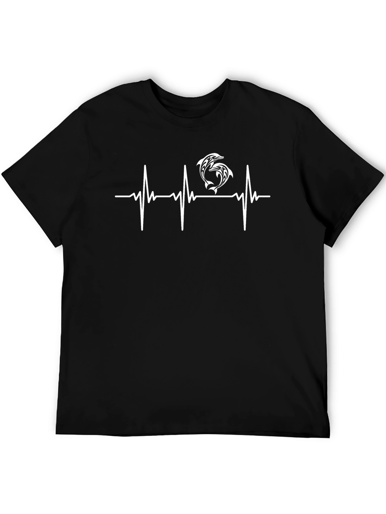 Dolphin Heartbeat T-Shirt - Black Graphic Tee