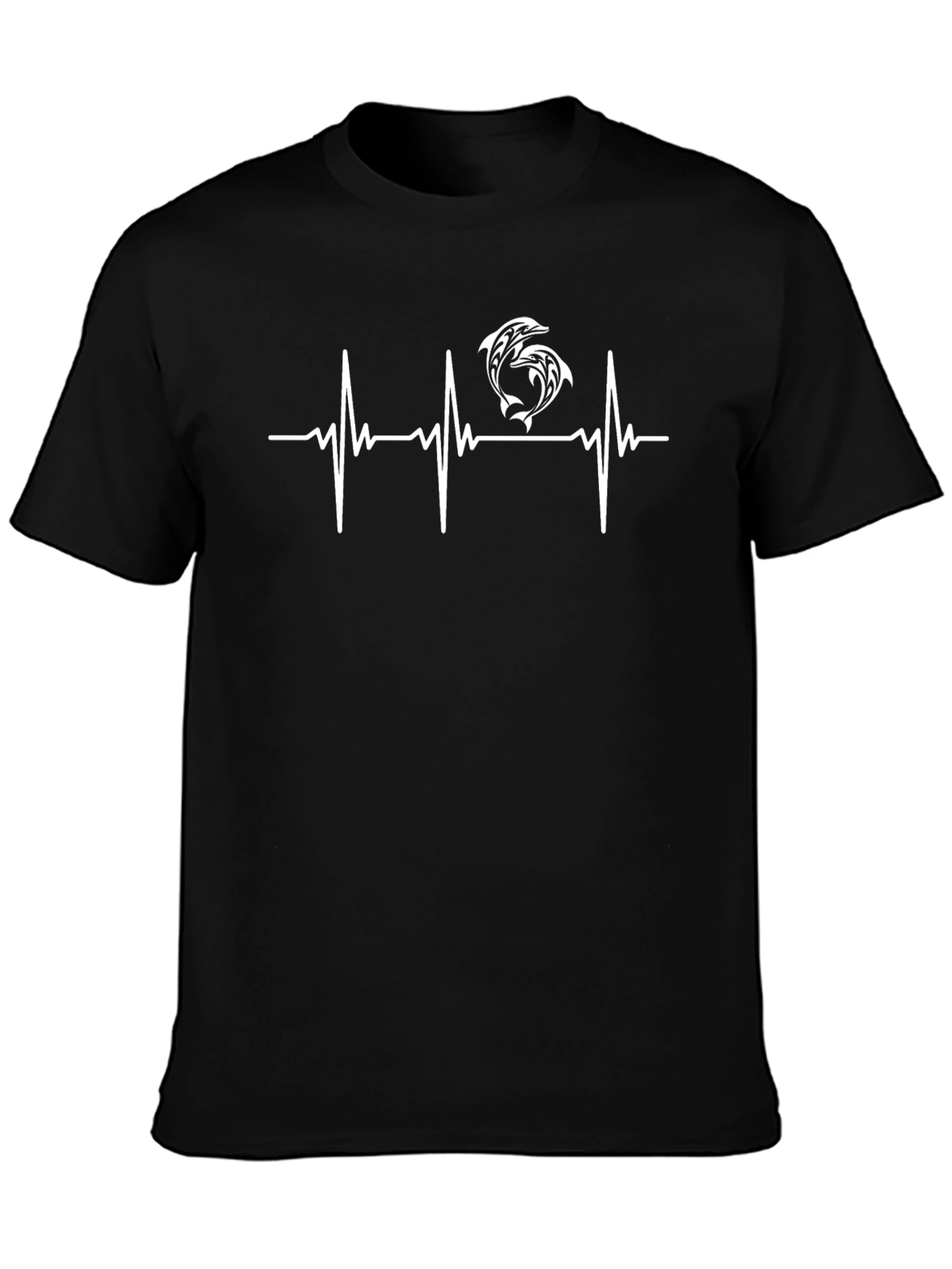 Dolphin Heartbeat T-Shirt - Black Graphic Tee