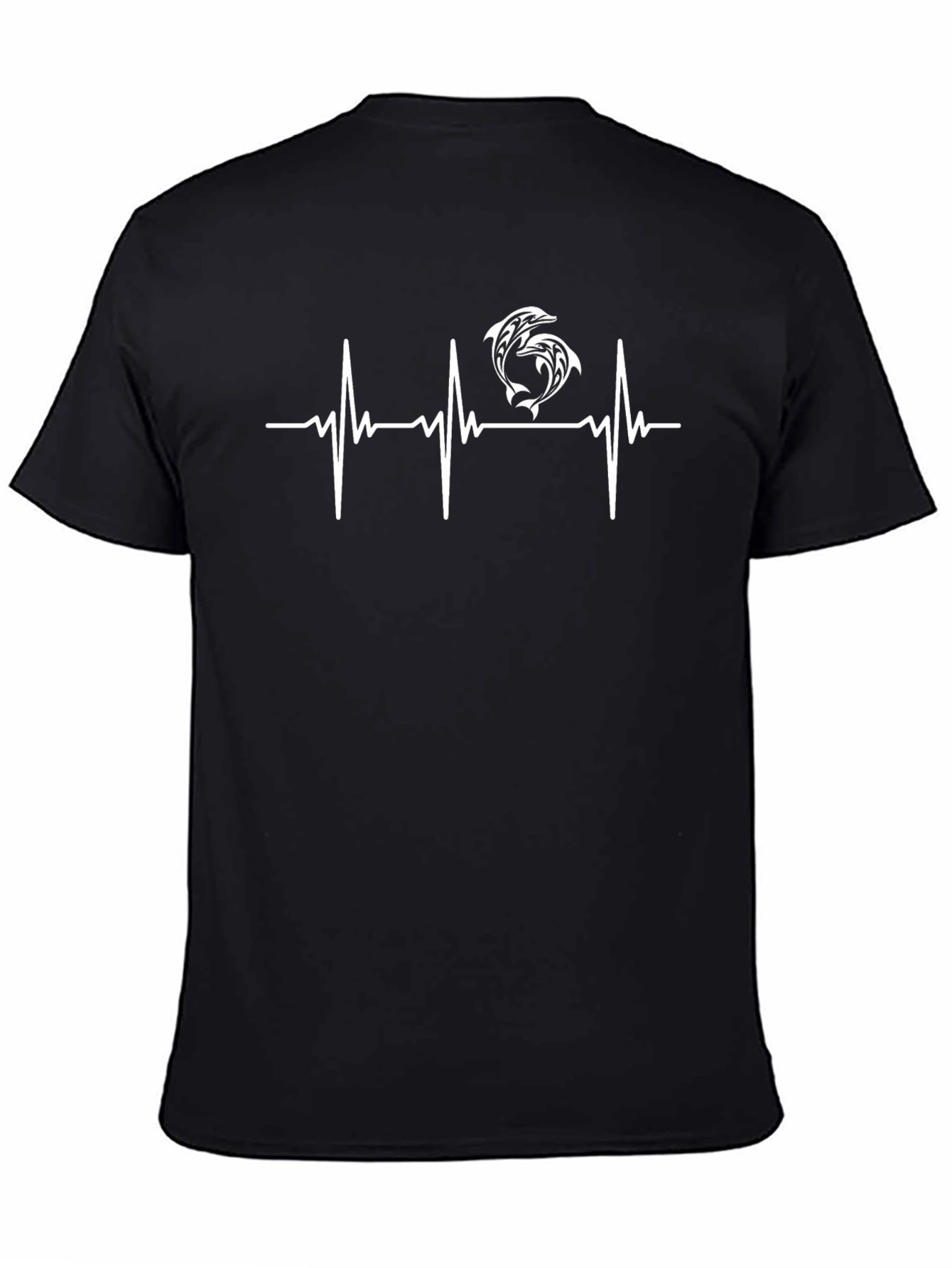 Dolphin Heartbeat T-Shirt - Black Graphic Tee
