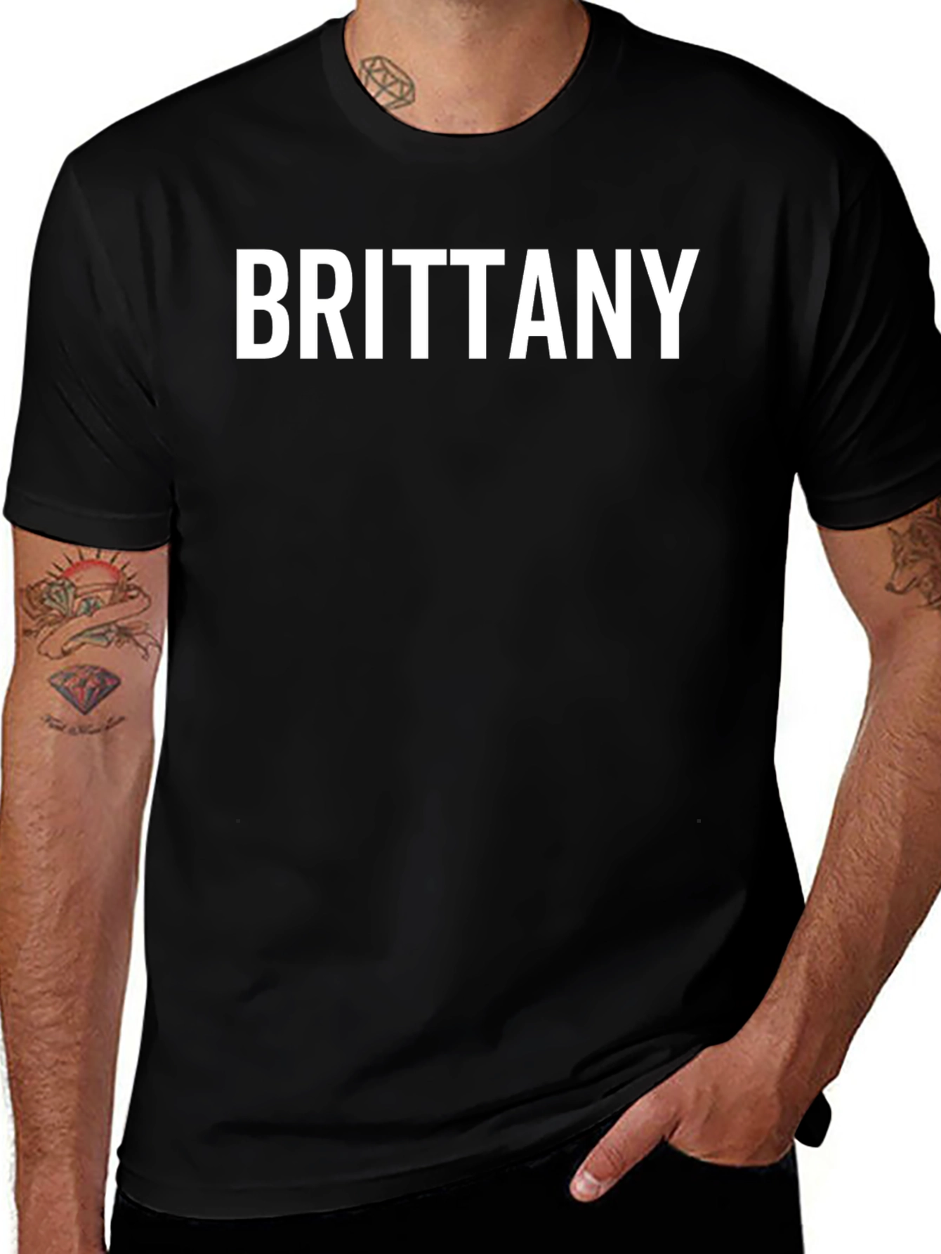 Brittany Text Black T-Shirt | Casual Wear