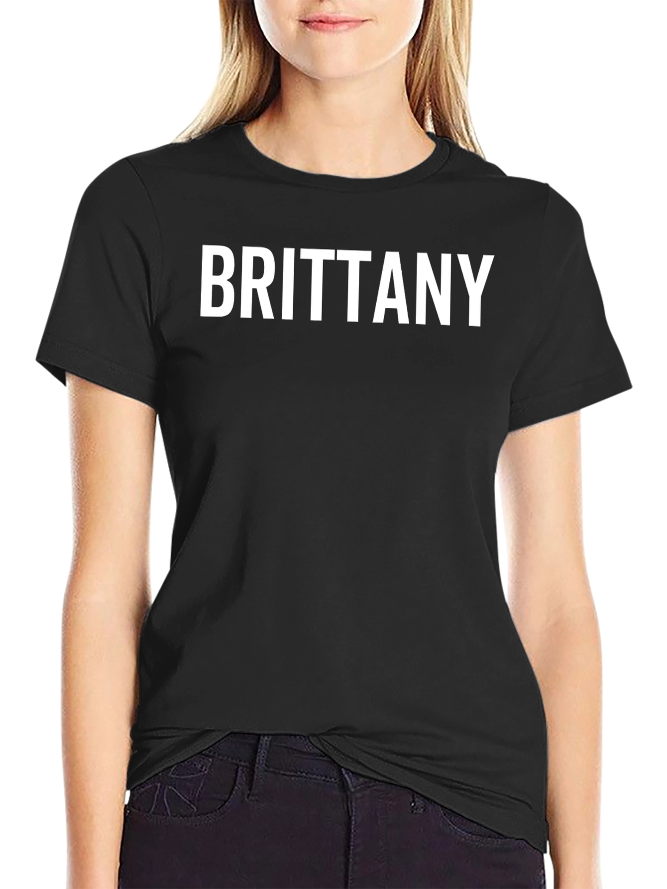 Brittany Text Black T-Shirt | Casual Wear