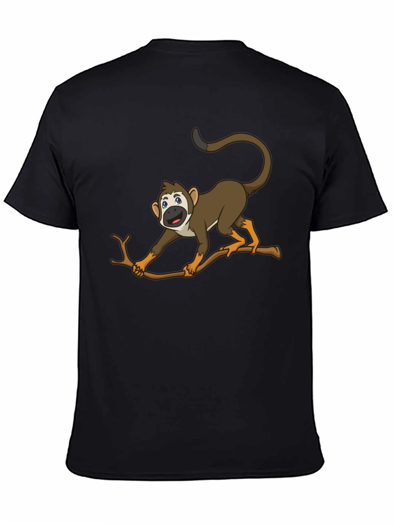 Monkey Cartoon Graphic Black T-Shirt