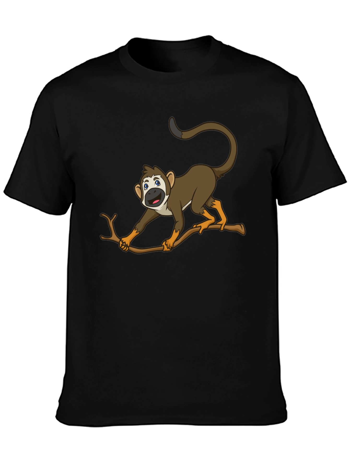 Monkey Cartoon Graphic Black T-Shirt