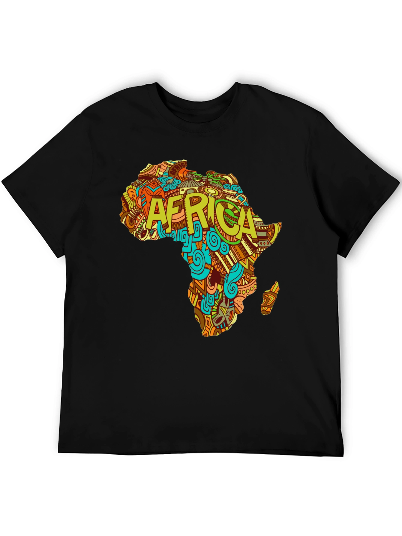 Africa Map Graphic Tee - Black Cotton T-Shirt