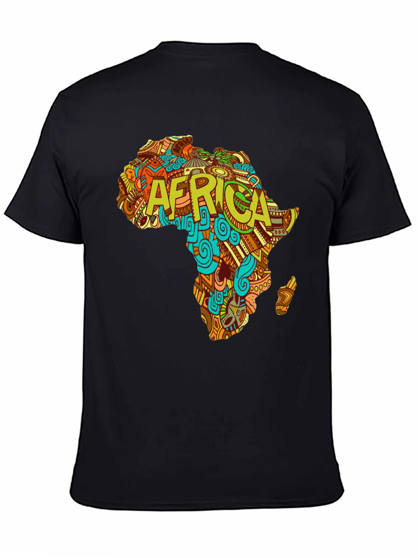 Africa Map Graphic Tee - Black Cotton T-Shirt