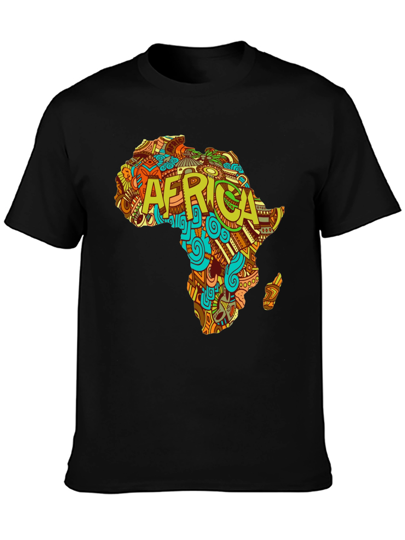 Africa Map Graphic Tee - Black Cotton T-Shirt