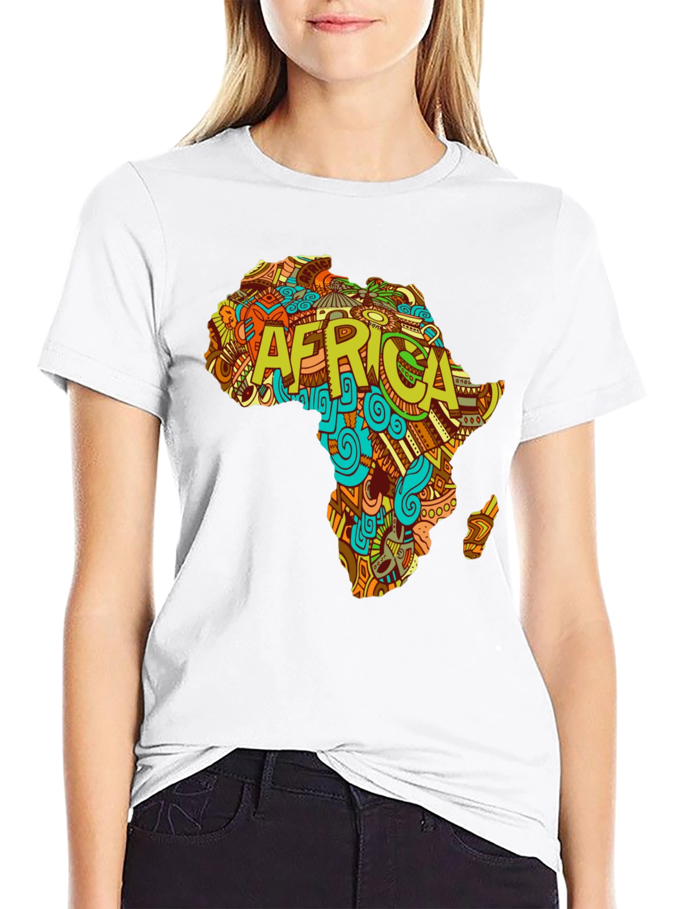Africa Map Graphic Tee - Black Cotton T-Shirt