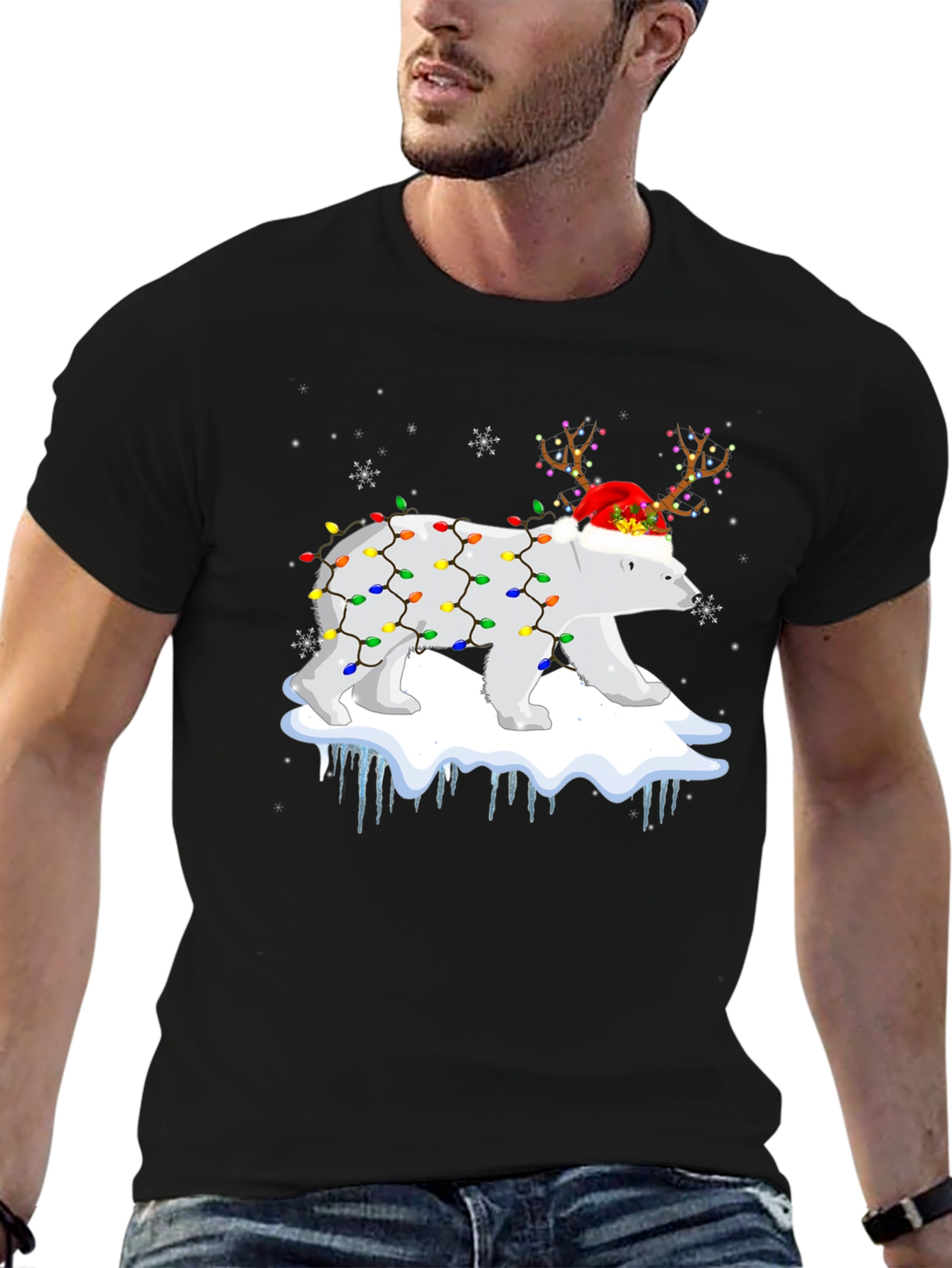 Christmas Polar Bear Lights T-Shirt
