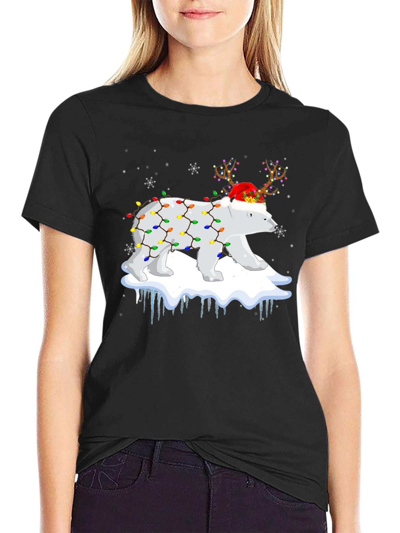 Christmas Polar Bear Lights T-Shirt