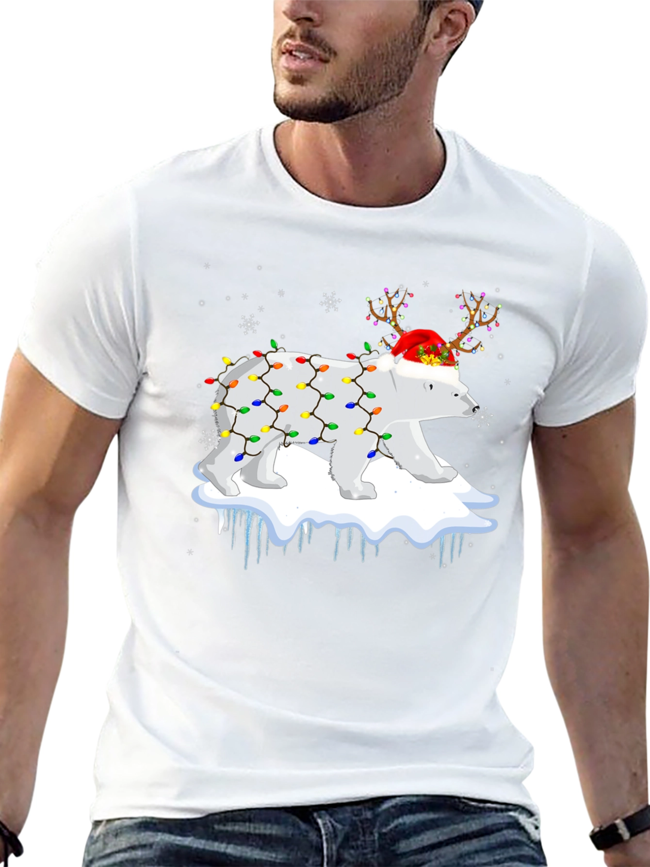Christmas Polar Bear Lights T-Shirt