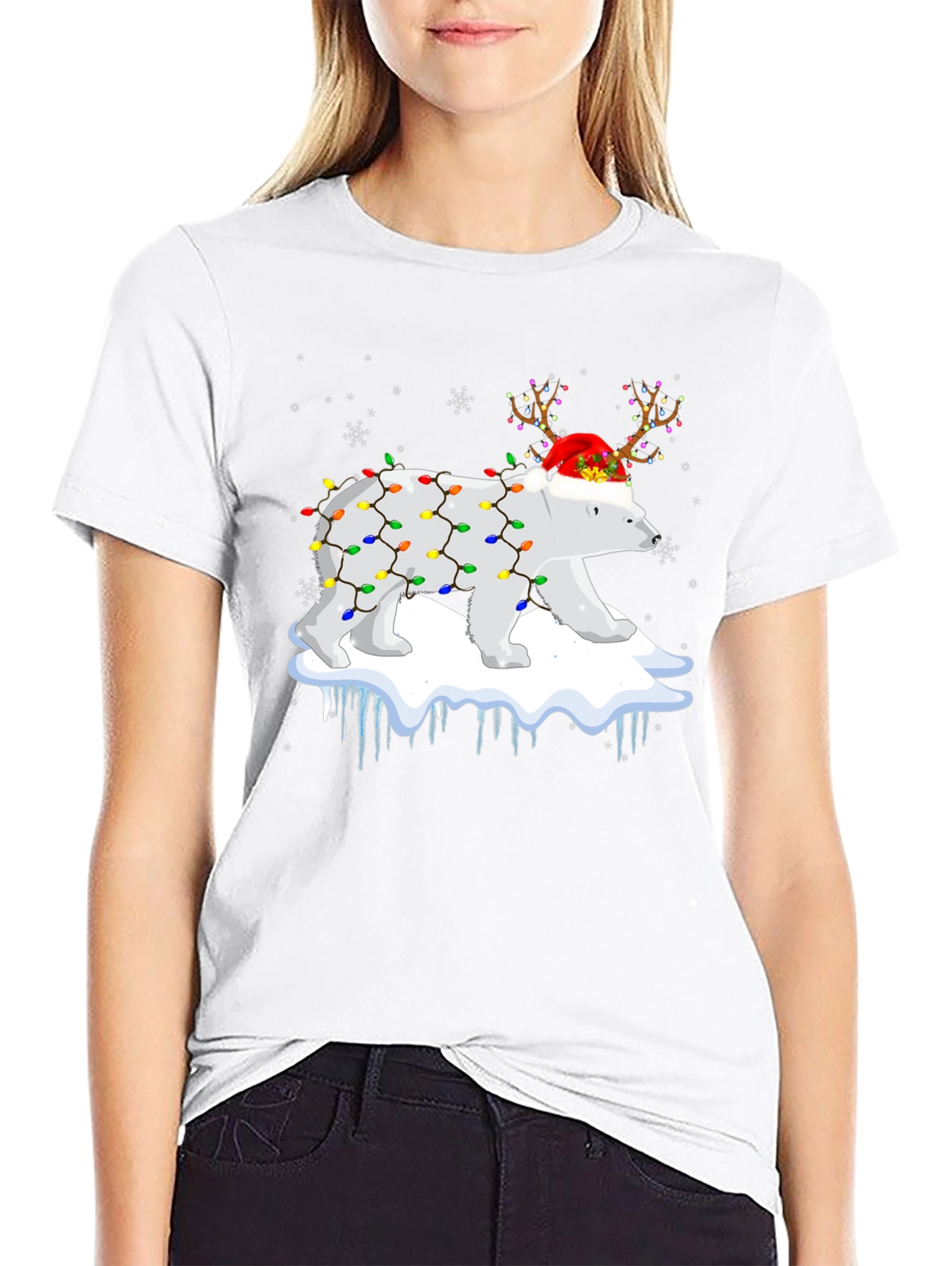 Christmas Polar Bear Lights T-Shirt