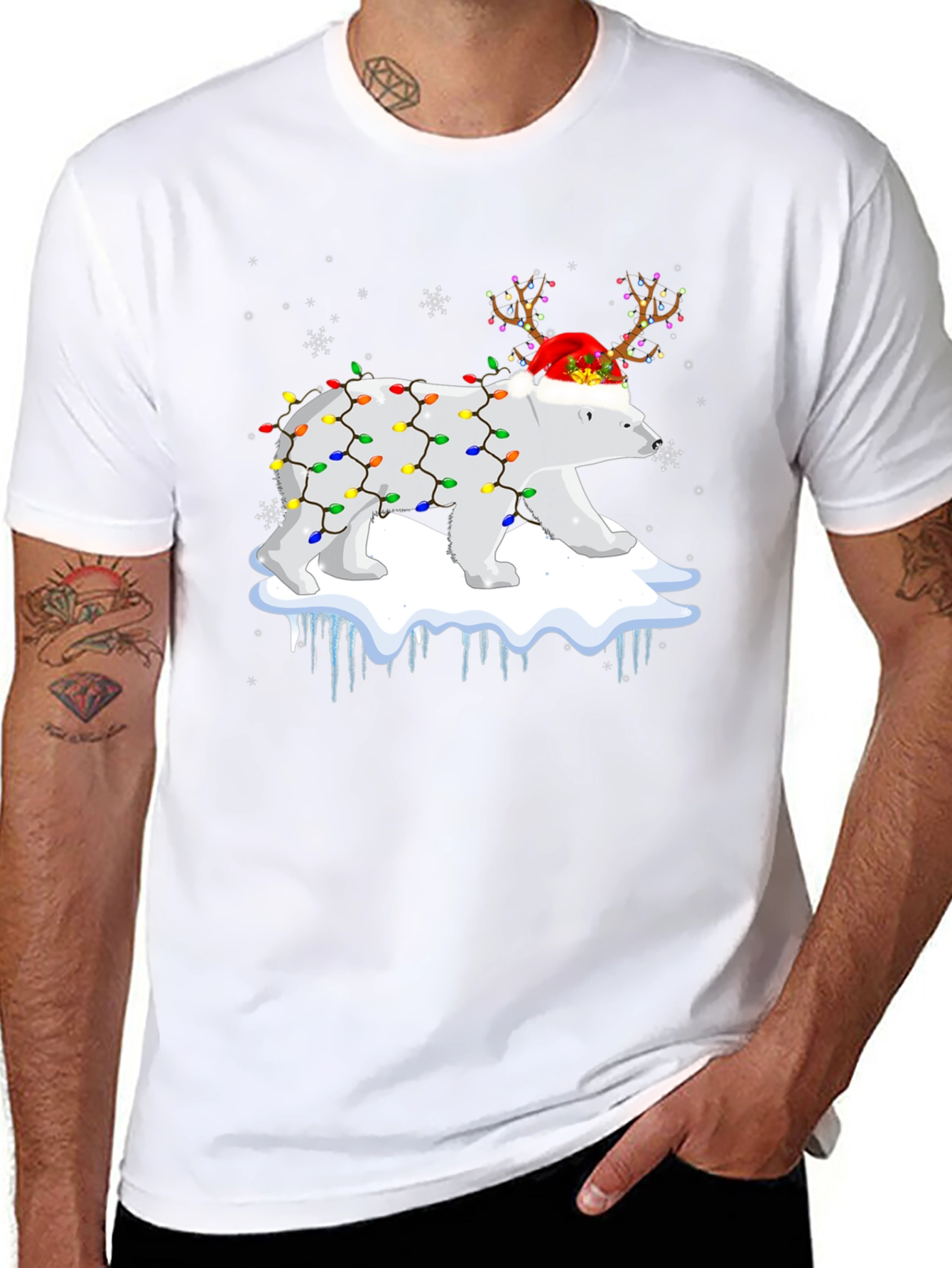 Christmas Polar Bear Lights T-Shirt