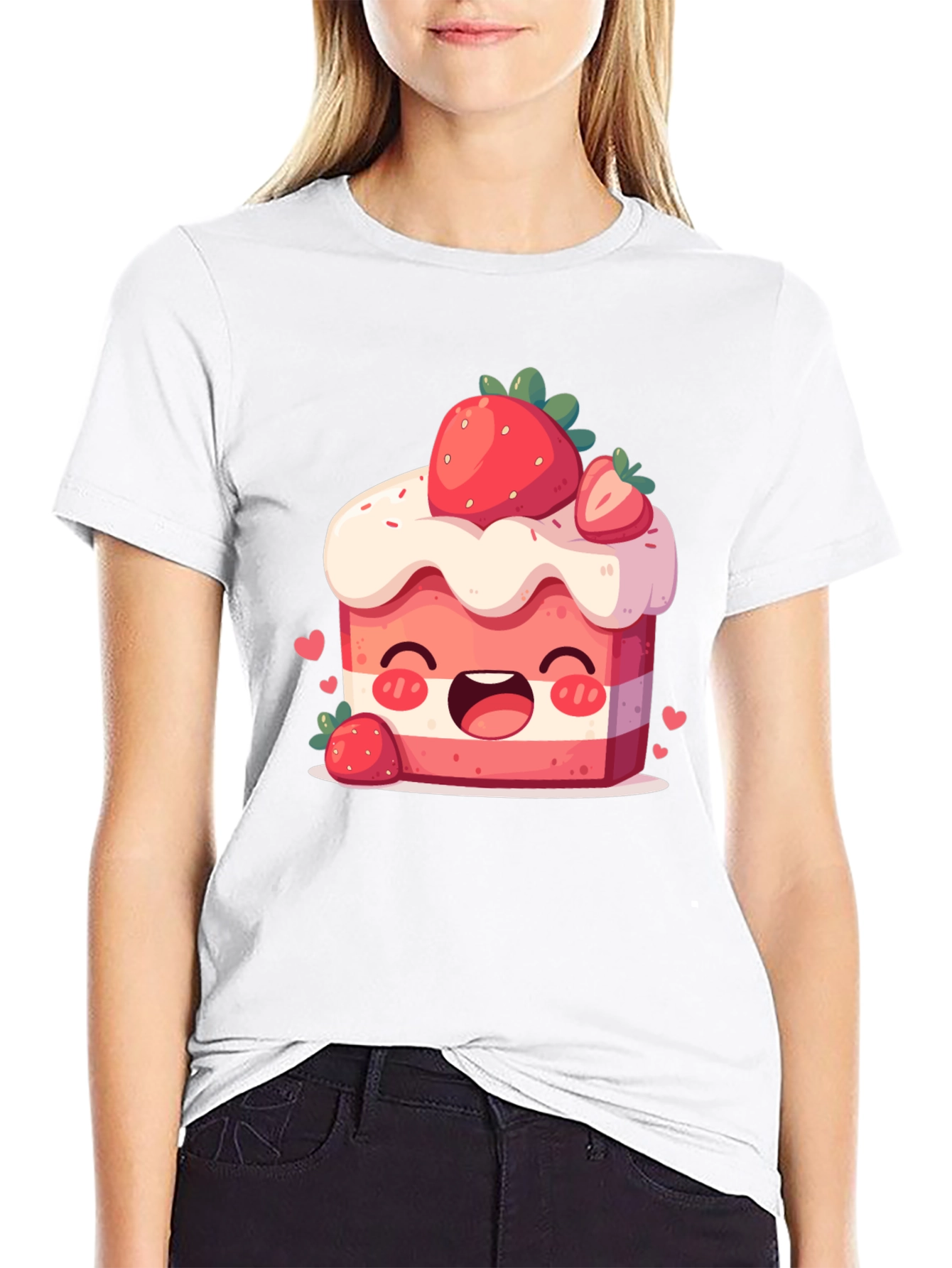 Kawaii Strawberry Cake Graphic Tee