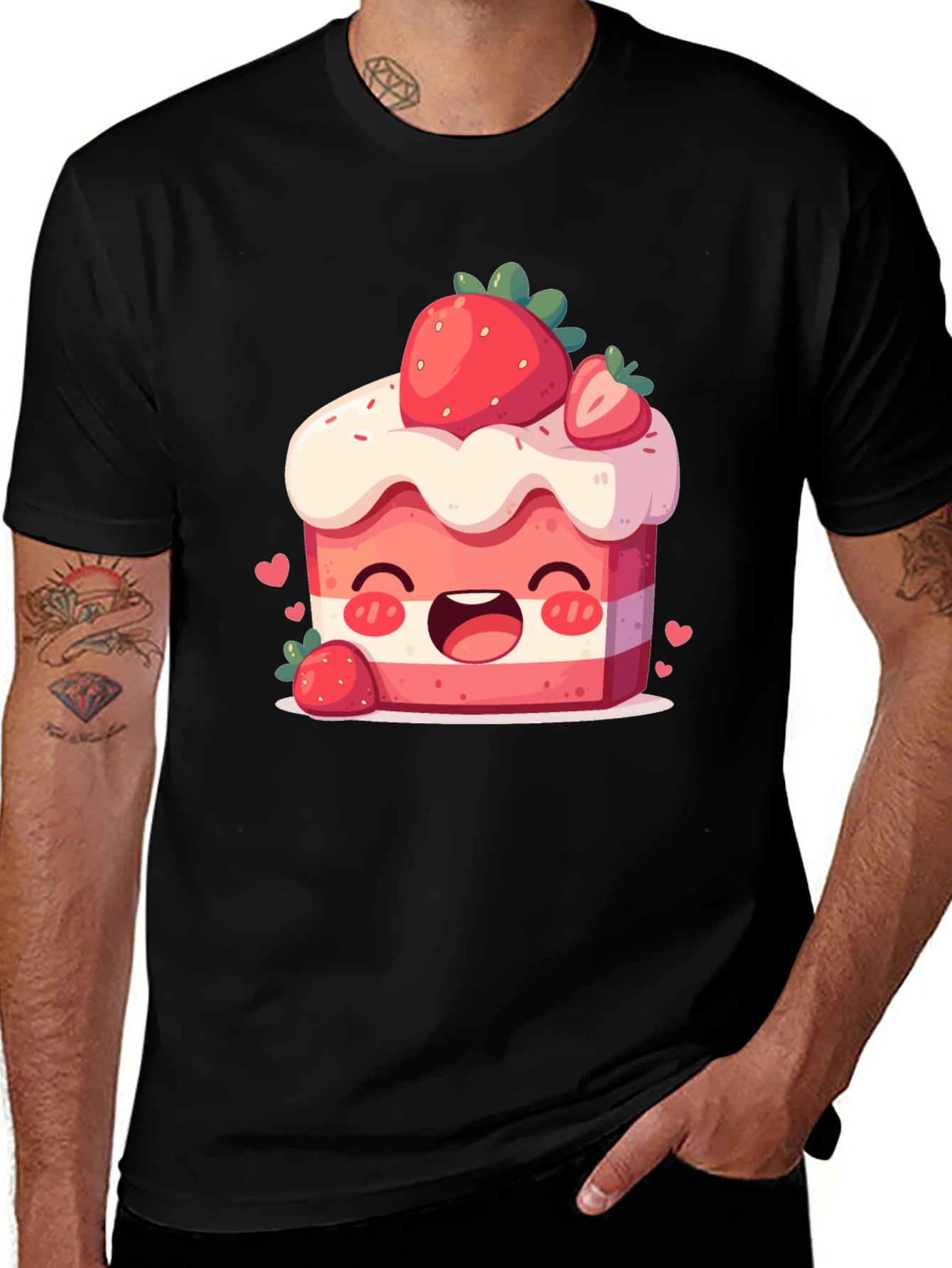 Kawaii Strawberry Cake Graphic Tee