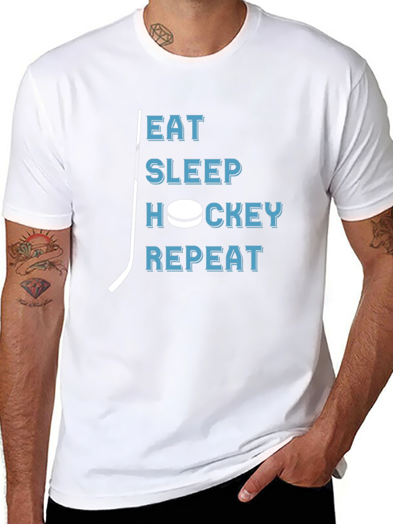 Eat Sleep Hockey Repeat - Black Graphic T-Shirt
