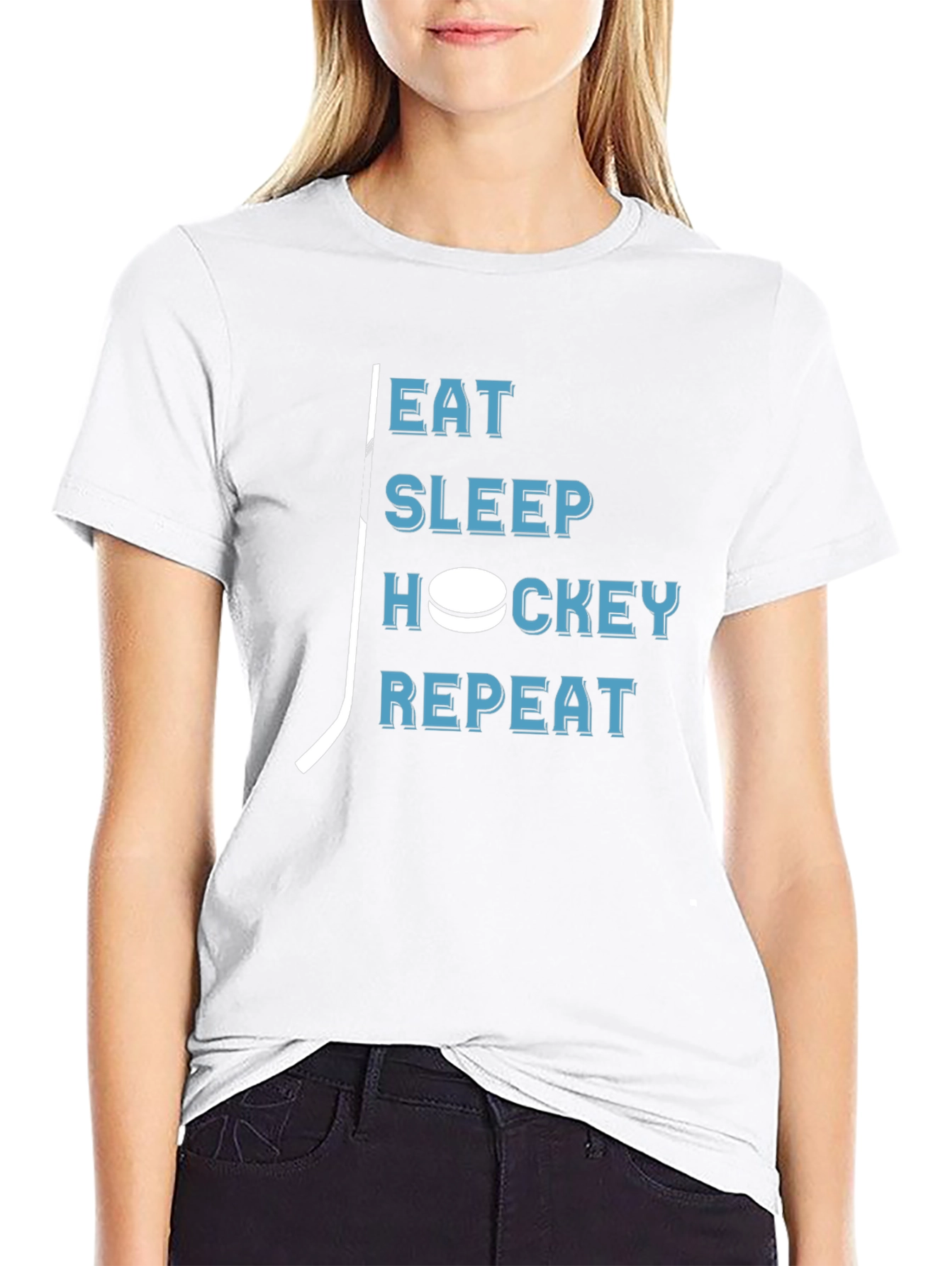 Eat Sleep Hockey Repeat - Black Graphic T-Shirt