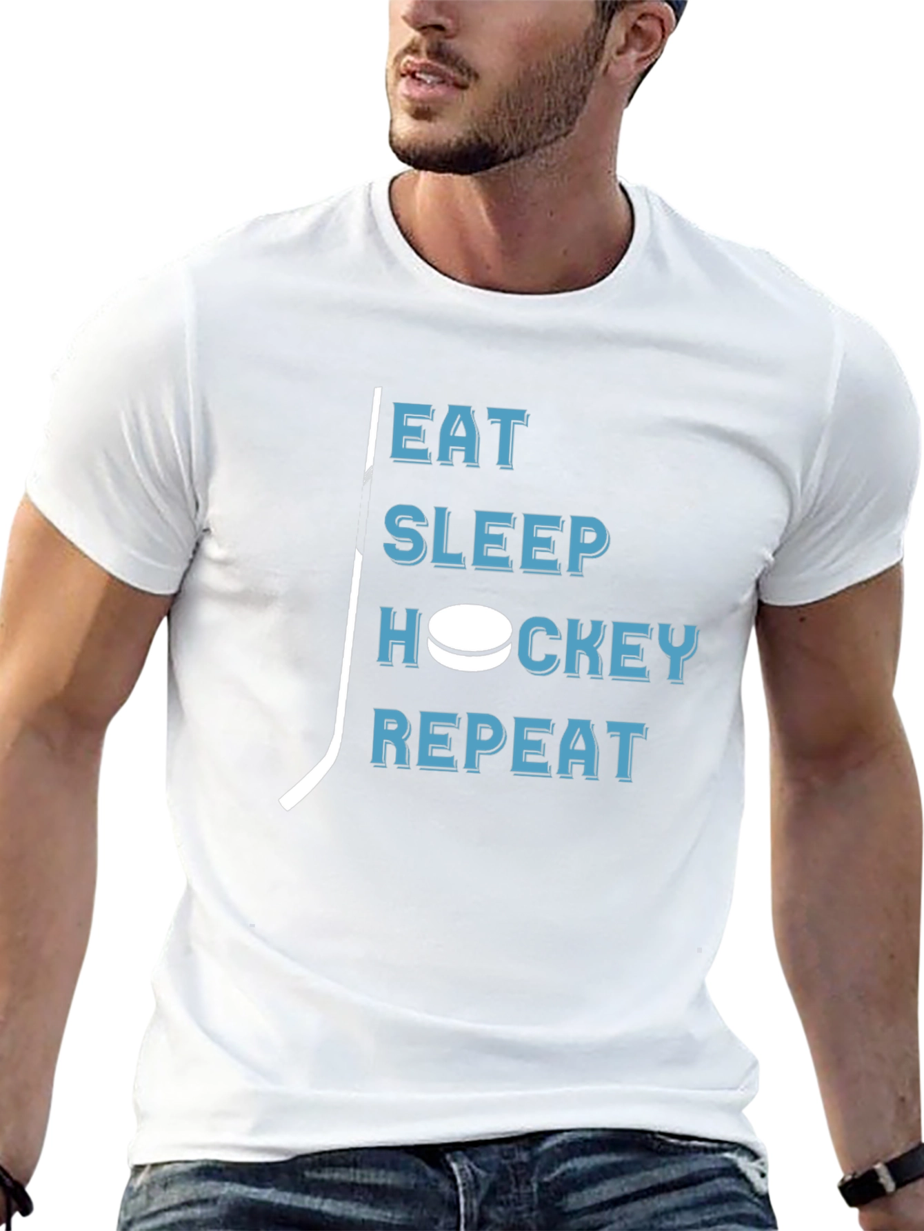 Eat Sleep Hockey Repeat - Black Graphic T-Shirt