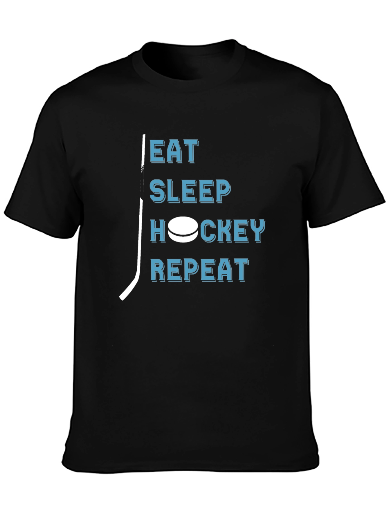 Eat Sleep Hockey Repeat - Black Graphic T-Shirt