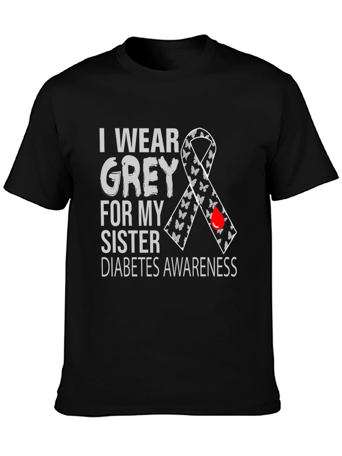 Grey Diabetes Awareness T-Shirt - Sister Support