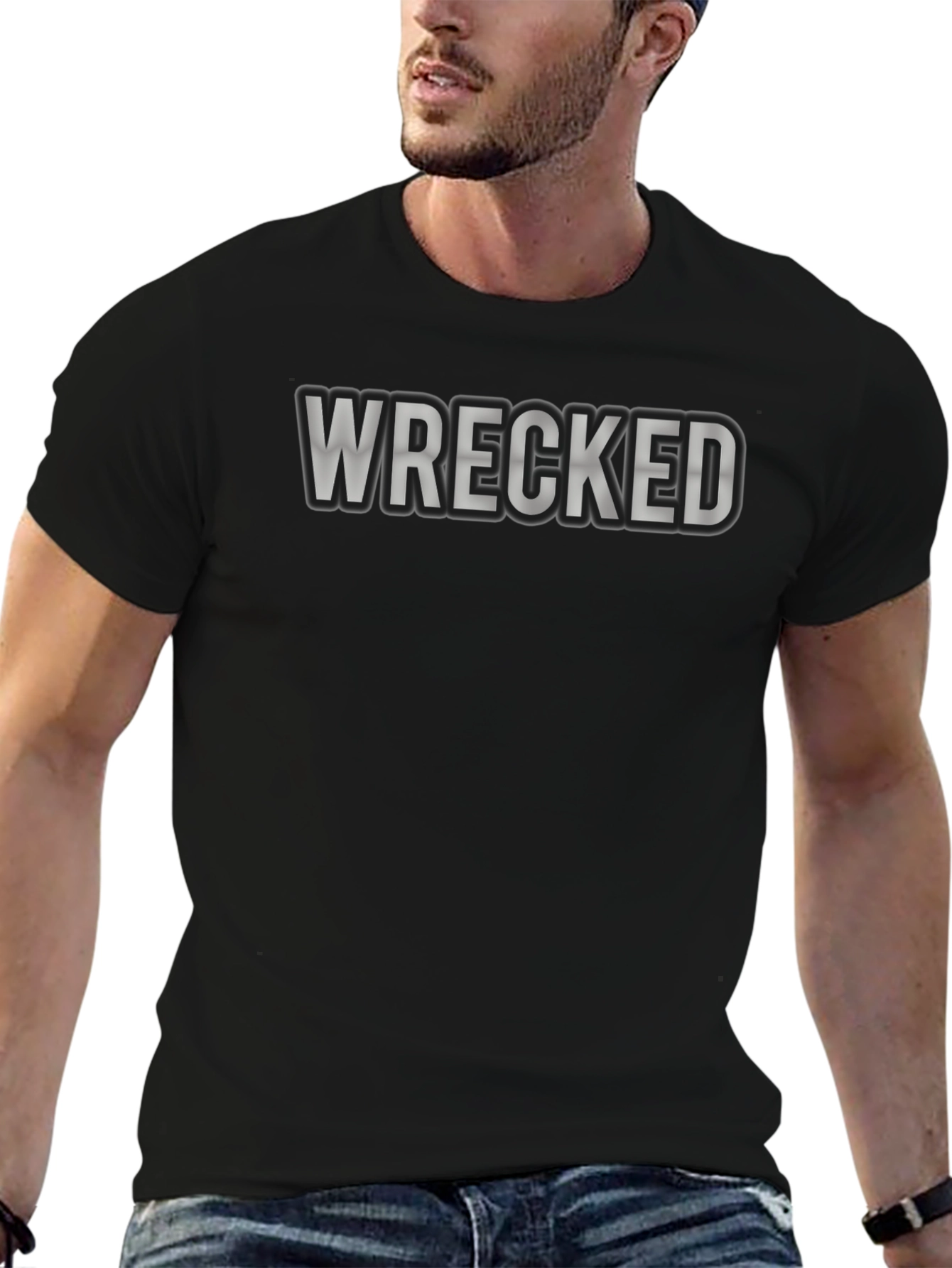 Wrecked Graphic Print Black T-Shirt