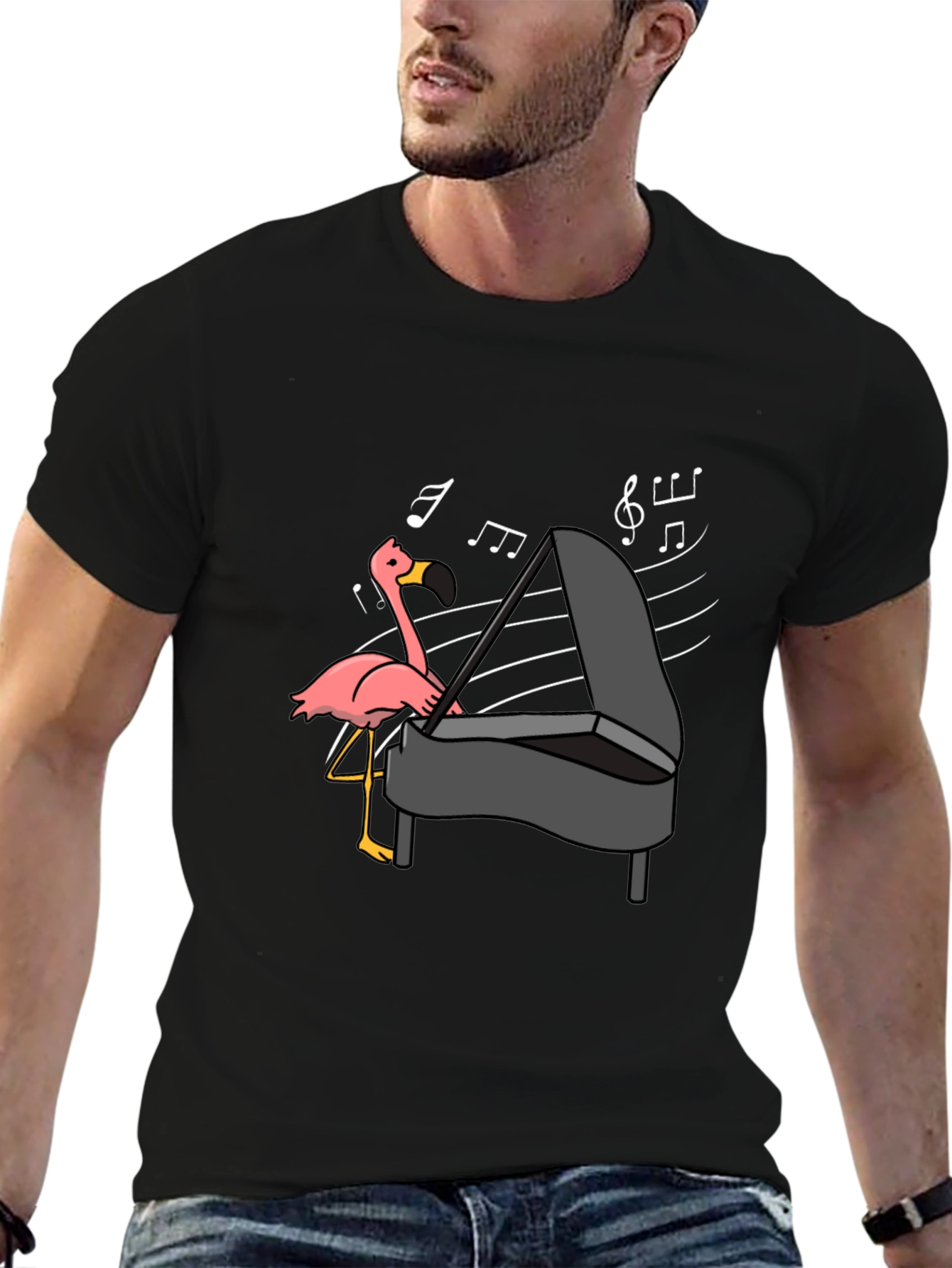 Flamingo Playing Piano T-Shirt - Music Lover Tee