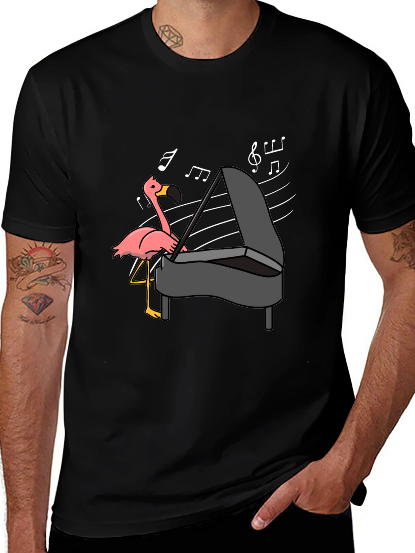 Flamingo Playing Piano T-Shirt - Music Lover Tee