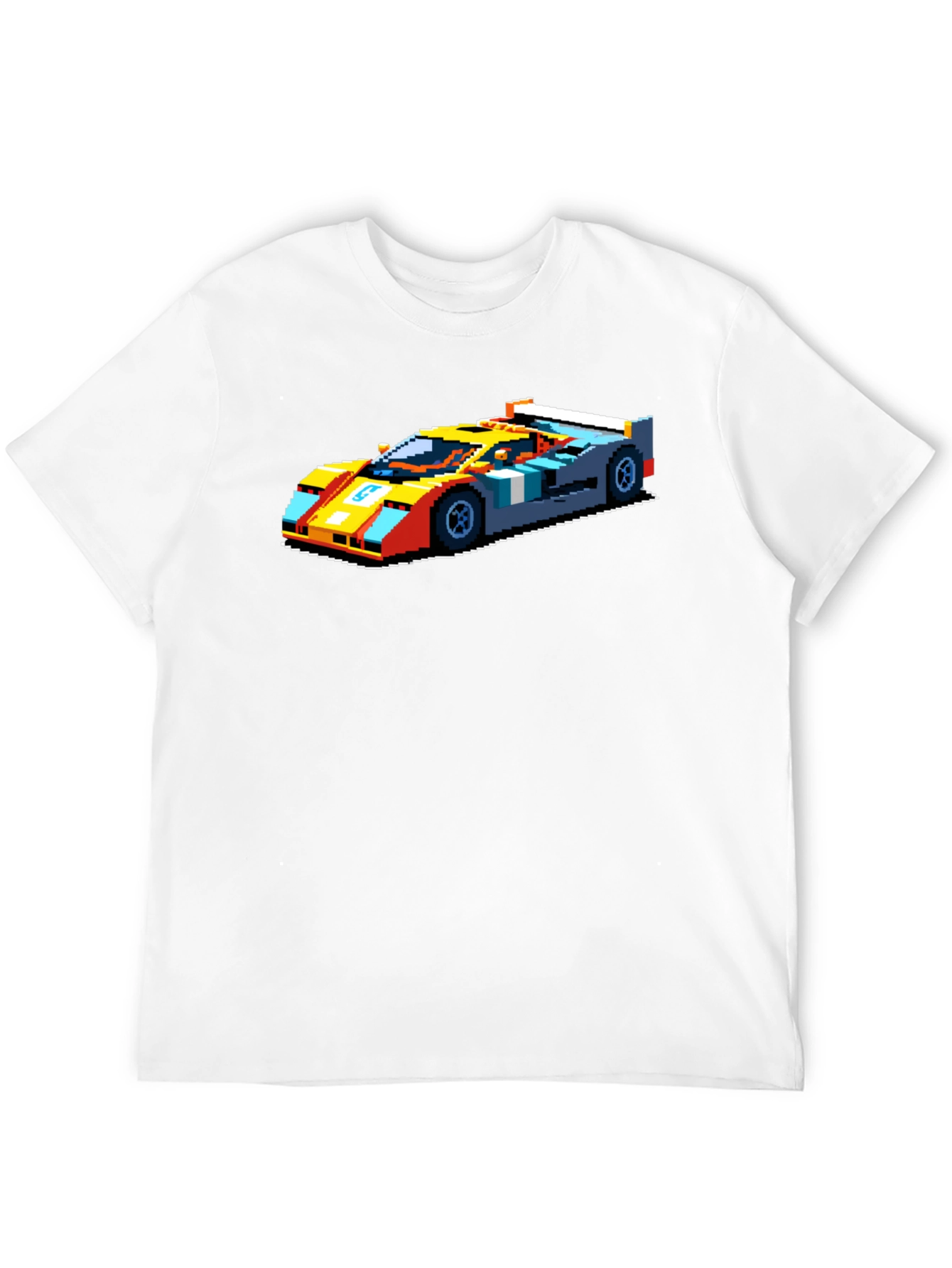 Pixelated Retro Race Car Graphic T-Shirt