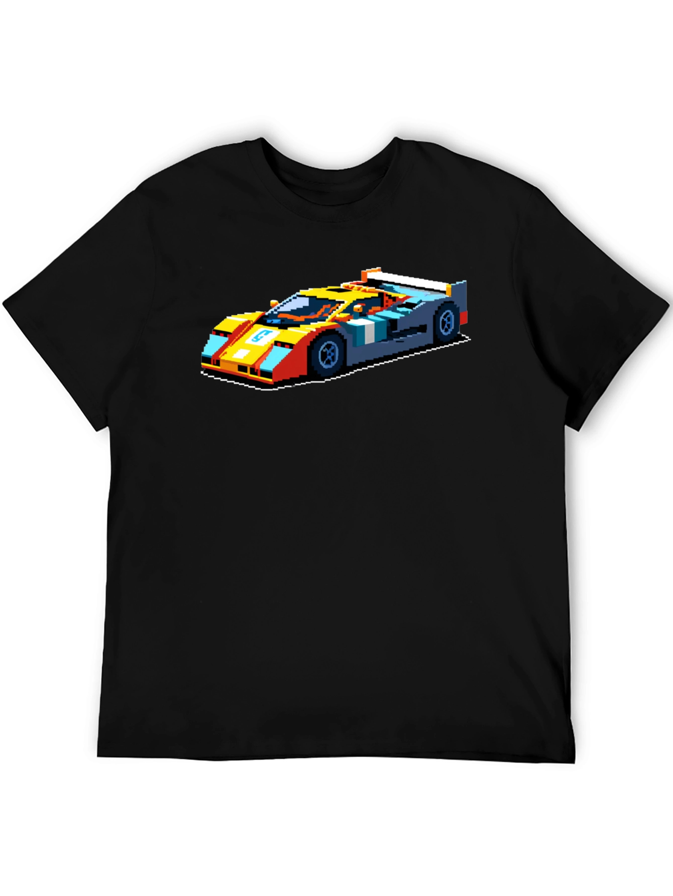 Pixelated Retro Race Car Graphic T-Shirt