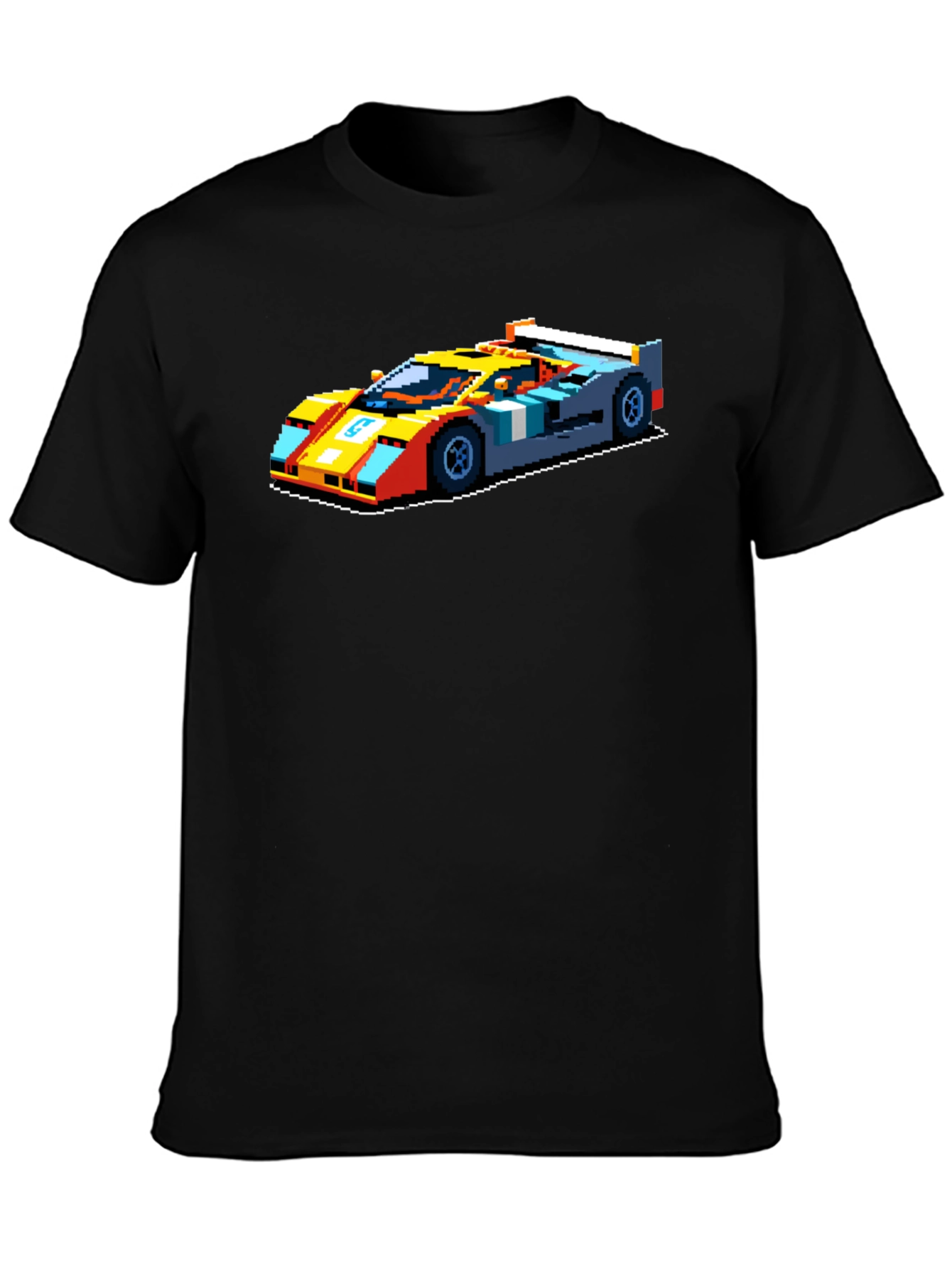 Pixelated Retro Race Car Graphic T-Shirt
