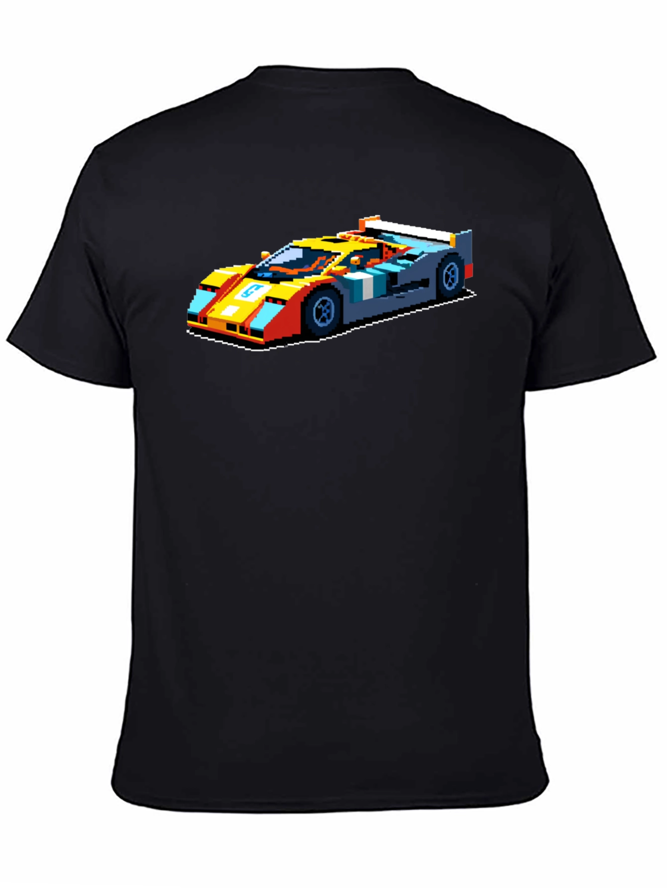 Pixelated Retro Race Car Graphic T-Shirt