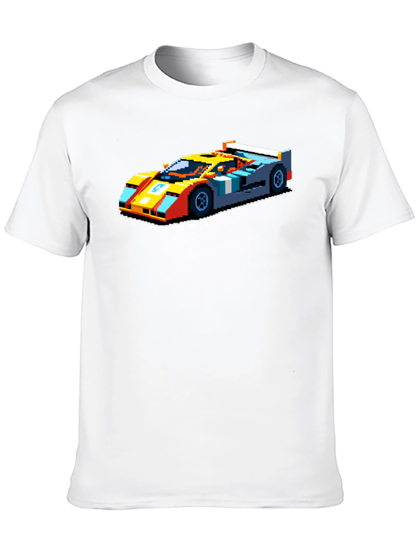 Pixelated Retro Race Car Graphic T-Shirt