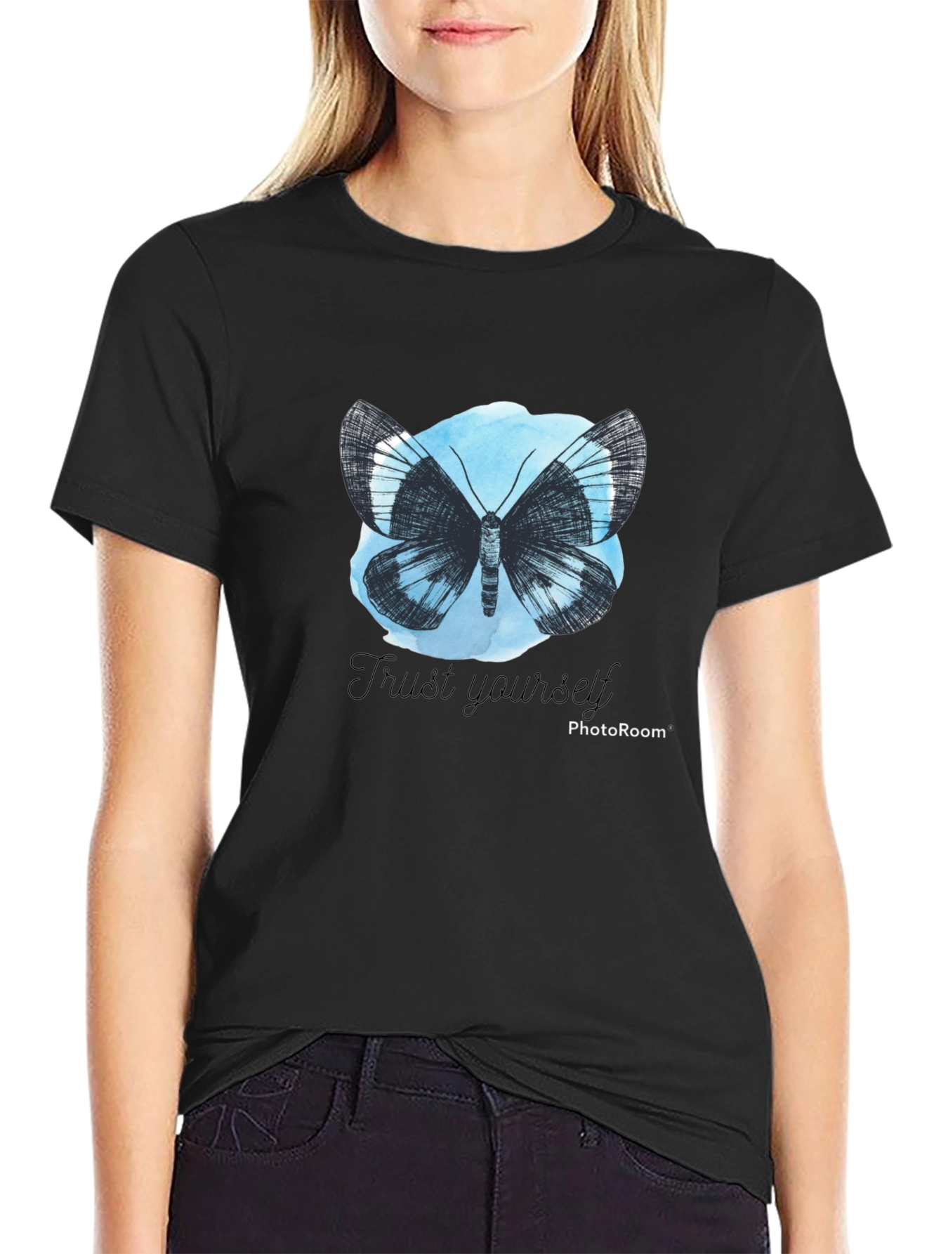 Butterfly Trust Yourself Graphic Tee - Black