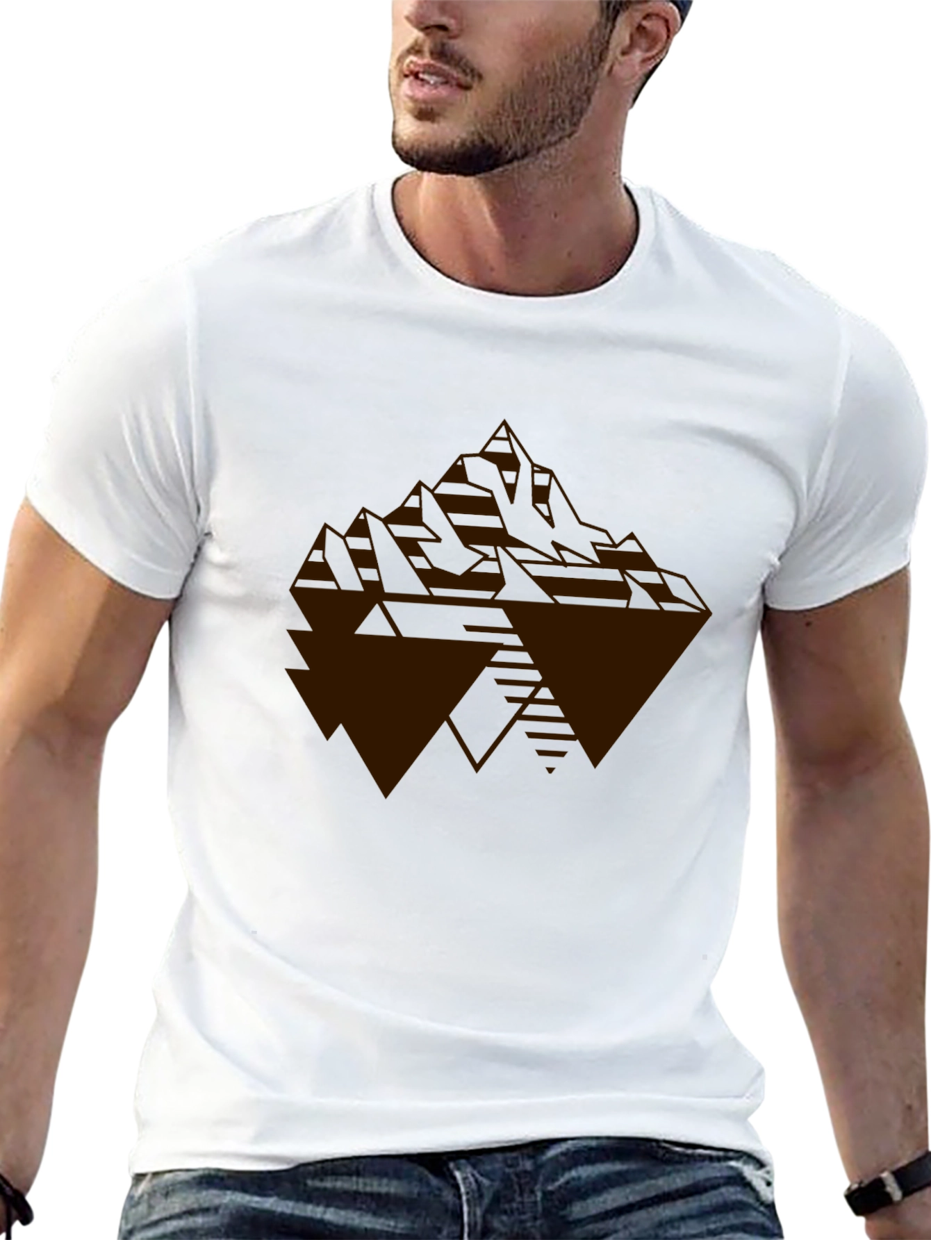 Geometric Mountain Graphic Tee - Modern Style