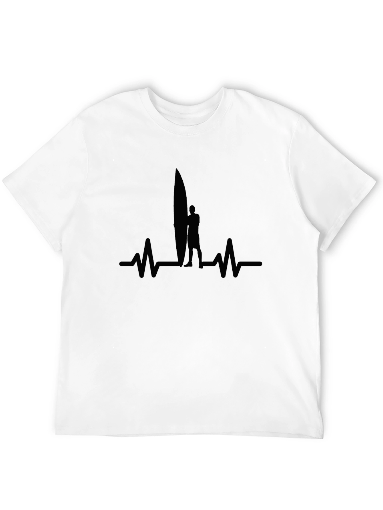 Surfer Heartbeat Black T-Shirt