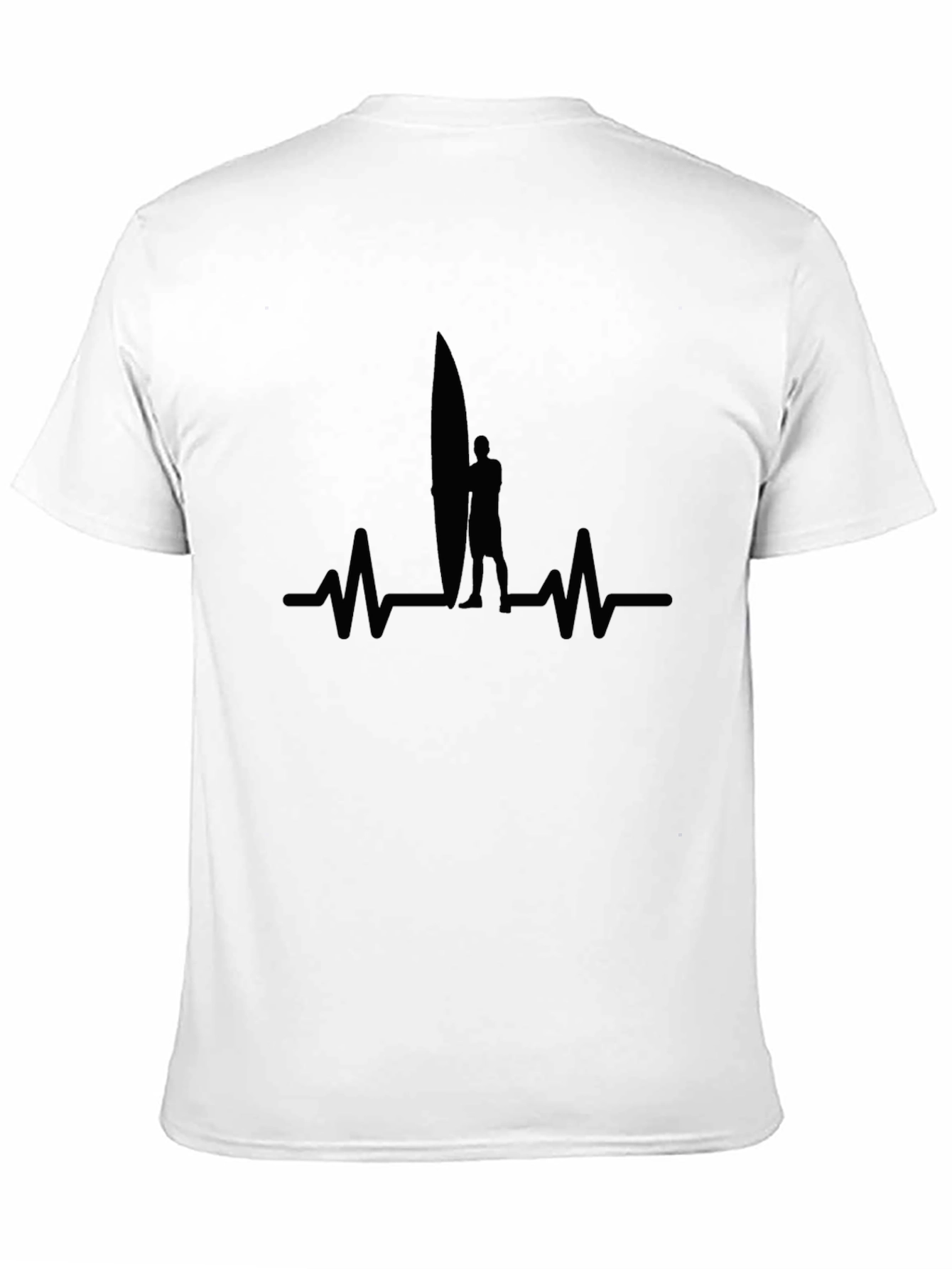 Surfer Heartbeat Black T-Shirt