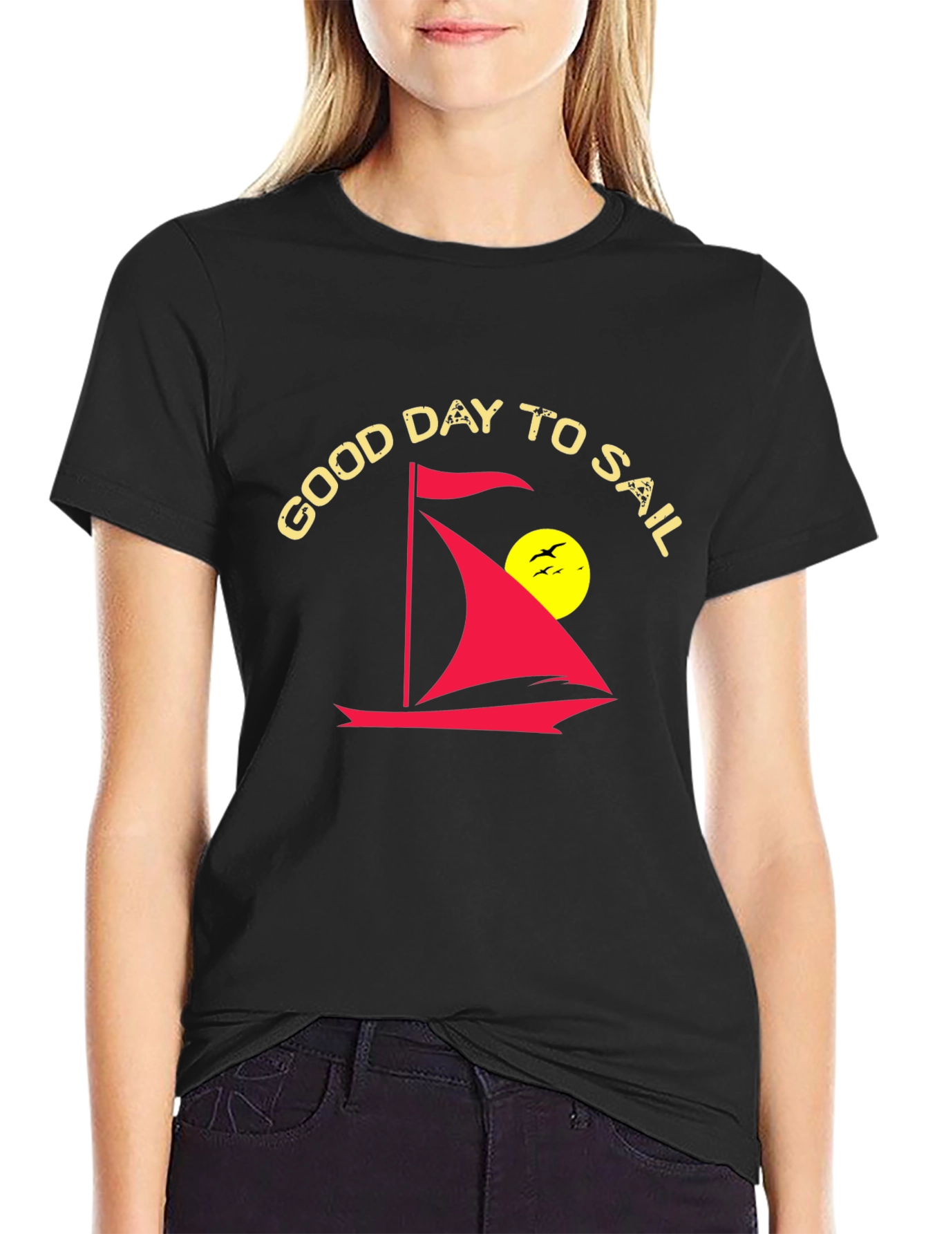 Good Day To Sail Black Graphic Tee