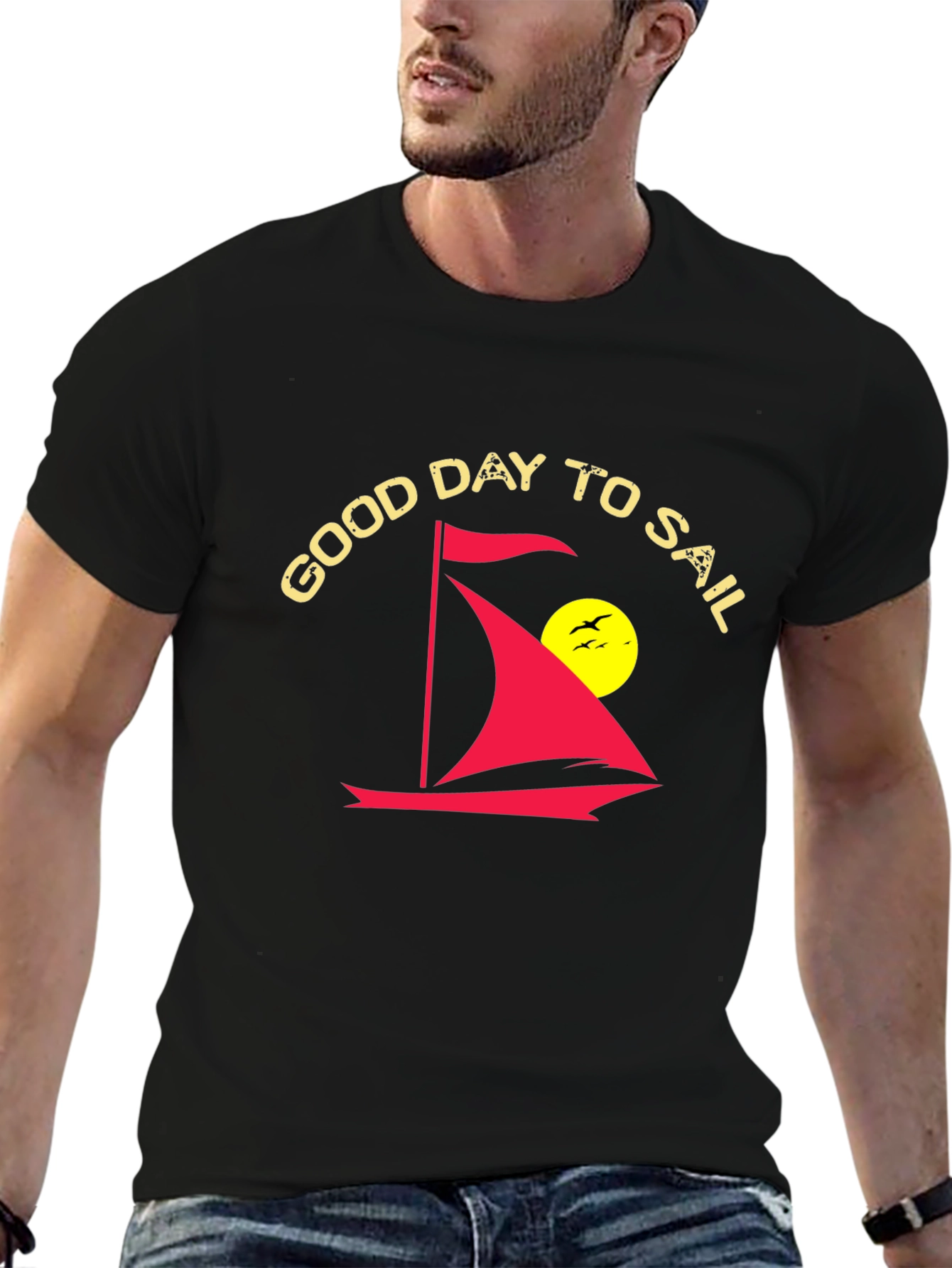 Good Day To Sail Black Graphic Tee