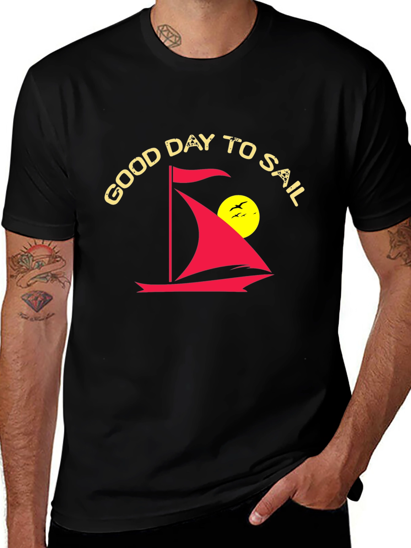 Good Day To Sail Black Graphic Tee
