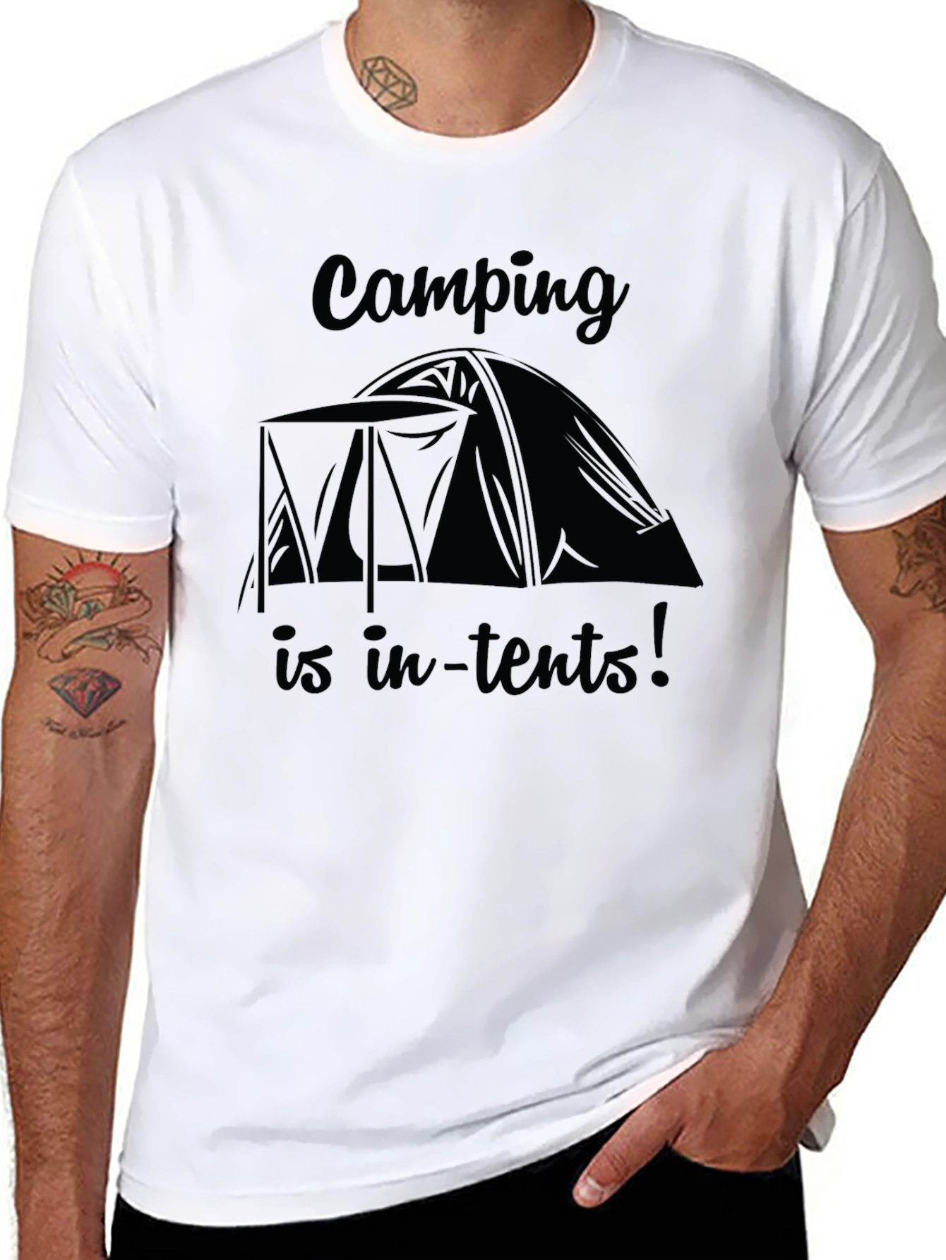 Camping is in-tents! Black Graphic Tee