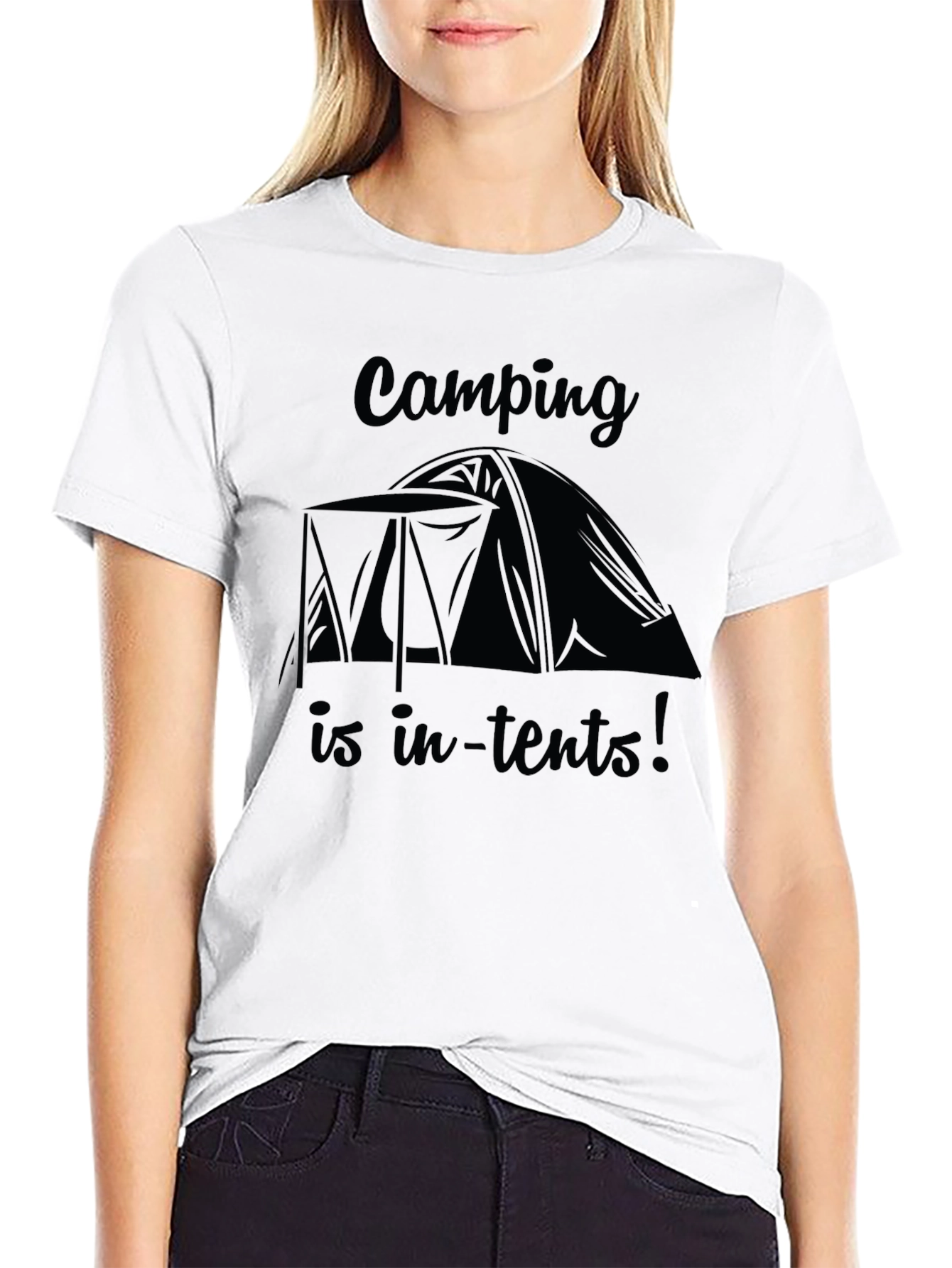 Camping is in-tents! Black Graphic Tee