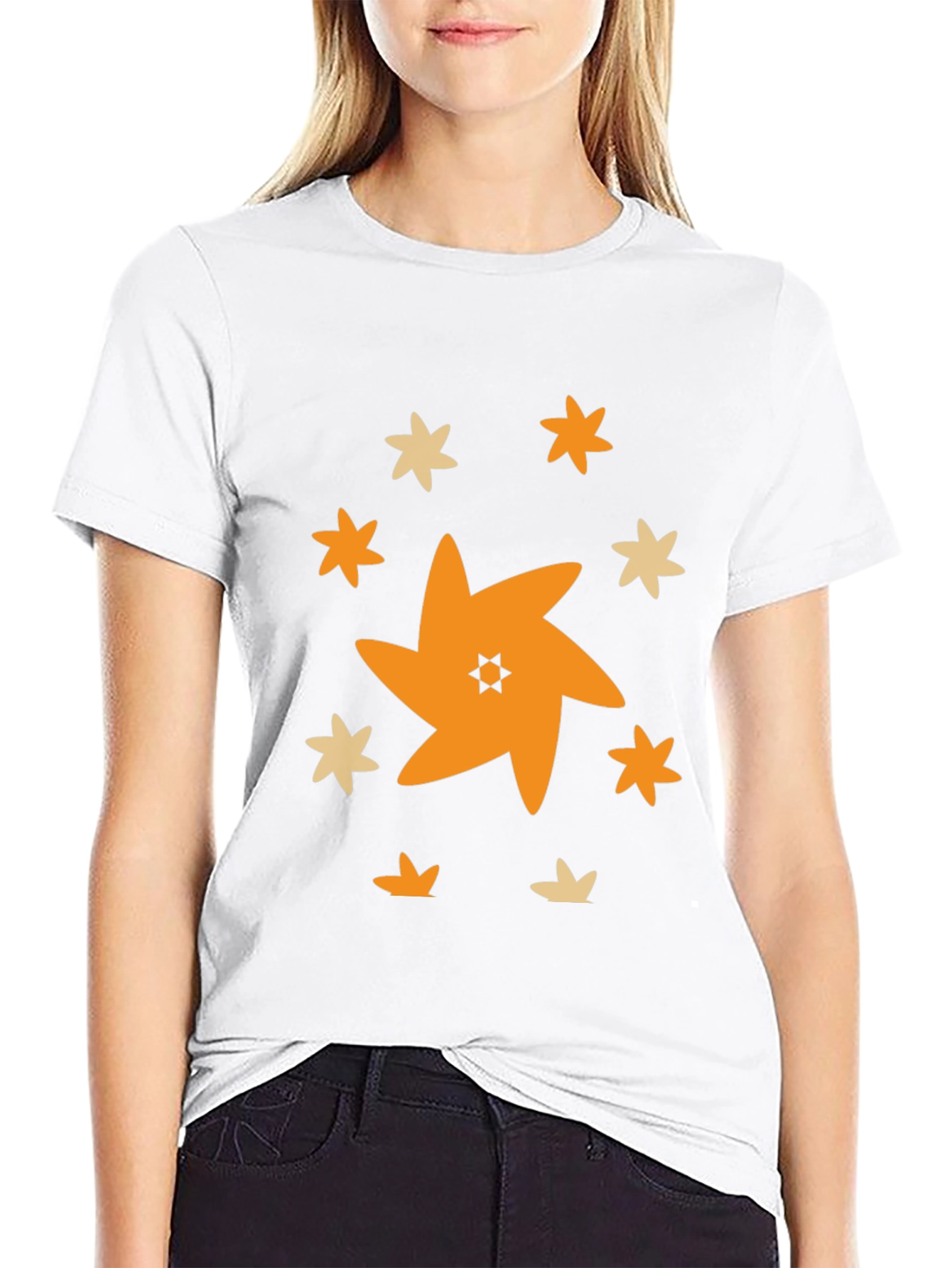 Star Pattern Black T-Shirt