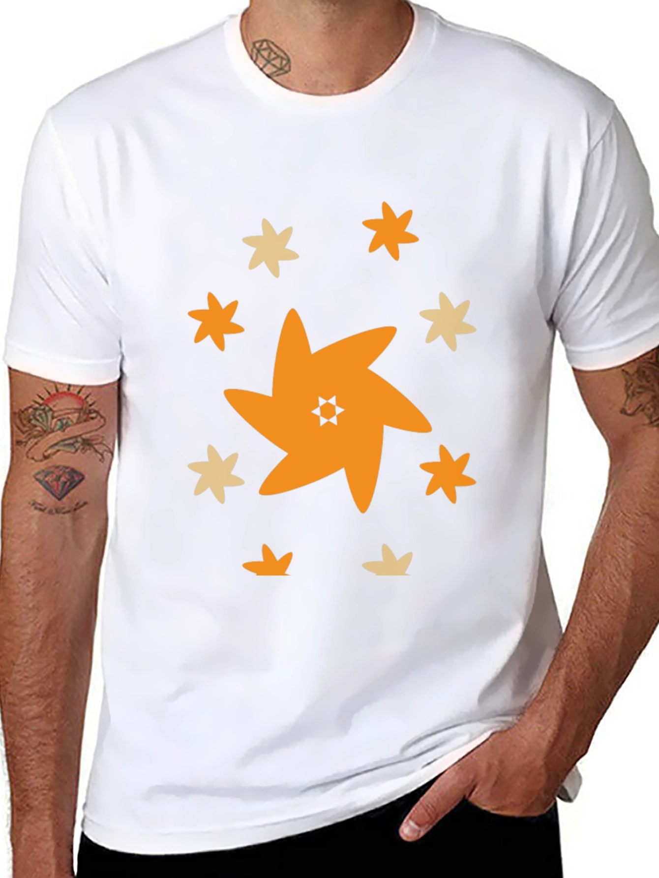 Star Pattern Black T-Shirt