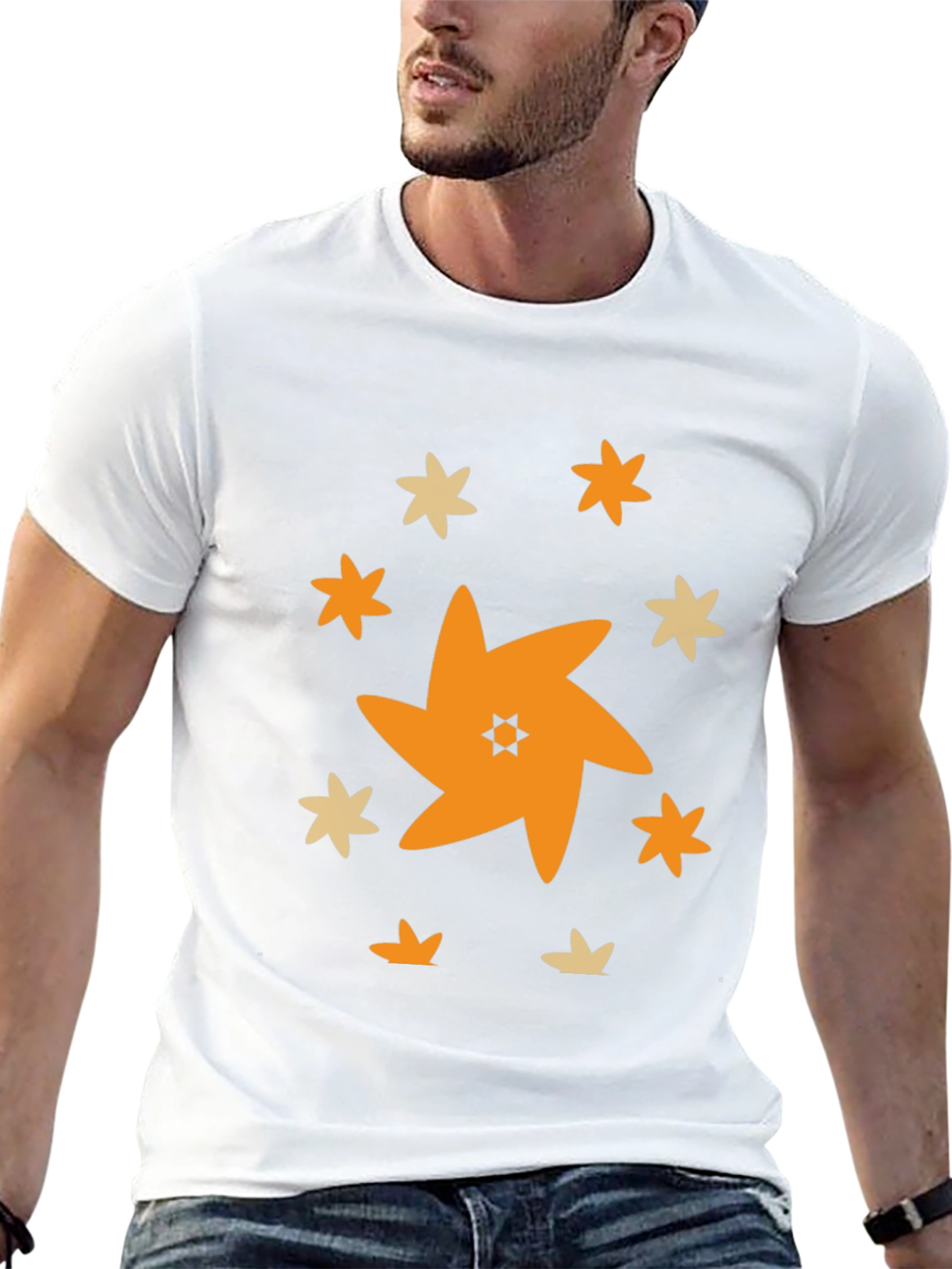 Star Pattern Black T-Shirt