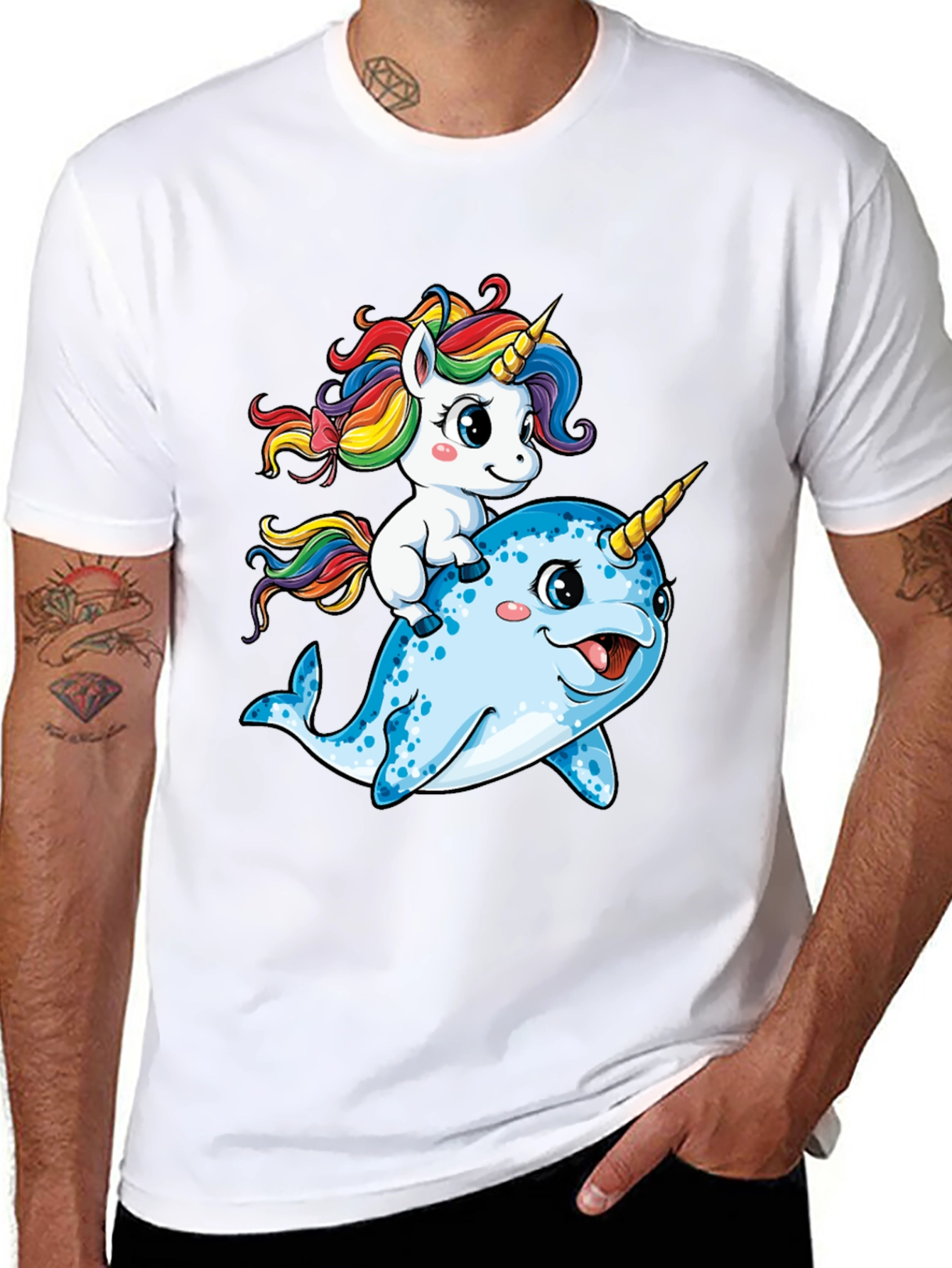 Unicorn Riding Narwhal T-Shirt