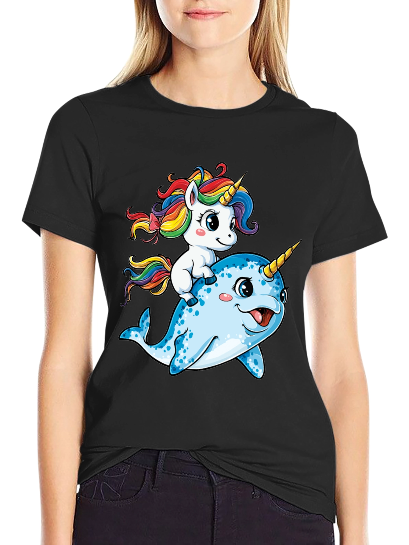 Unicorn Riding Narwhal T-Shirt