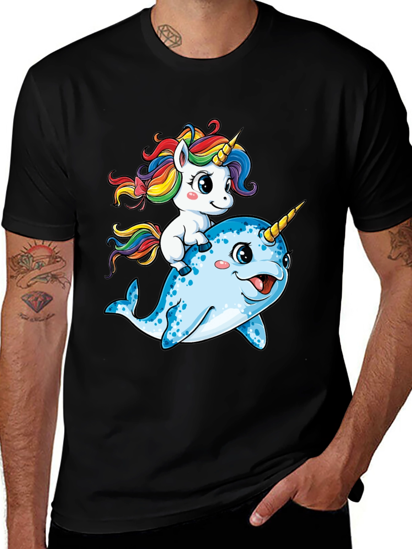 Unicorn Riding Narwhal T-Shirt